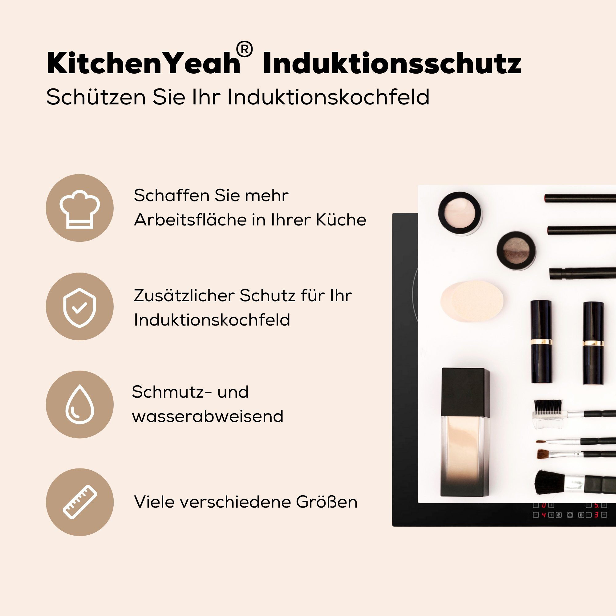 MuchoWow Herdblende-/Abdeckplatte Set Vinyl, cm, Ceranfeldabdeckung Induktionskochfeld die (1 küche, Schutz für 81x52 Make-up, mit tlg)