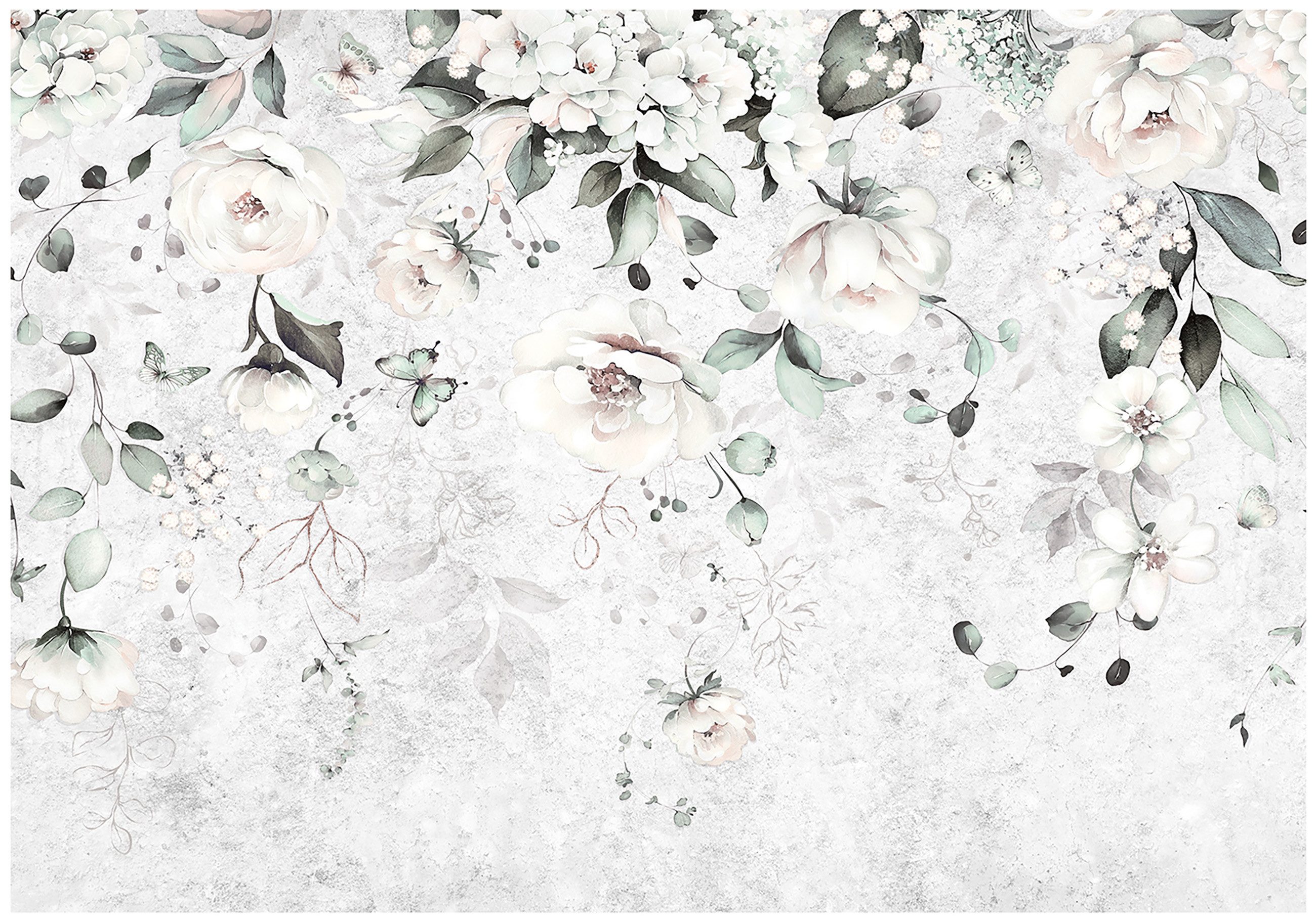 Wallarena Fototapete Blumen Grau Struktur Vlies Tapete Wohnzimmer Schlafzim günstig online kaufen