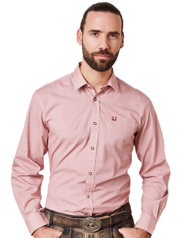 KRÜGER BUAM Trachtenhemd Herrenhemd 'Igor' mit Muster 911765, Rot günstig online kaufen