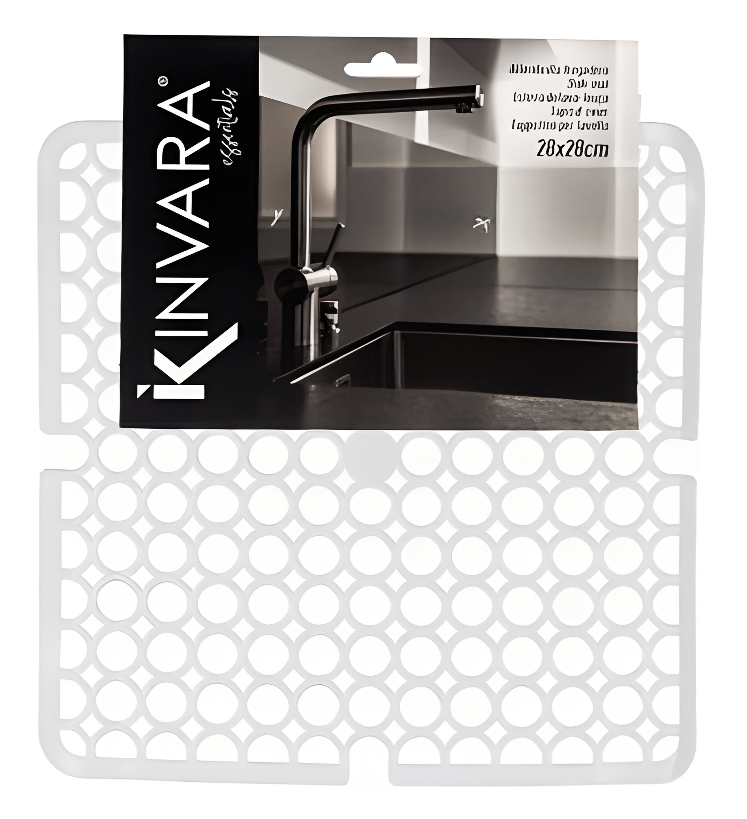 KINVARA Abtropfmatte SPÜLBECKEN EINLAGE 28x28cm eckig Spülbeckenmatte Spülmatte 85 (Weiss), Spülbeckeneinlage Abtropfmatte Matte