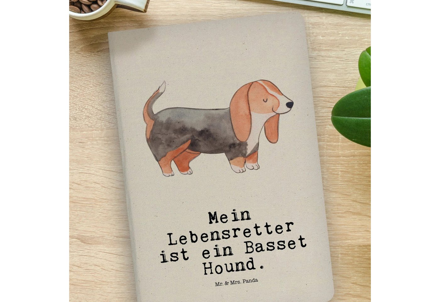 Thumbnail - Mr. & Mrs. Panda Notizbuch Basset Hound Lebensretter - Transparent - Geschenk, Umweltfreundliche Mr. & Mrs. Panda, Kreat...