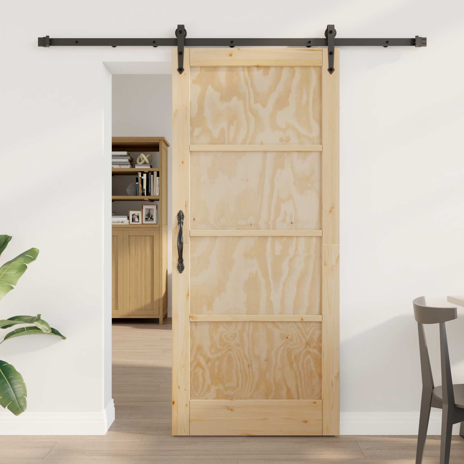 vidaXL Haustür Schiebetür ORKDAL Natürlich und Schwarz 86 x 198,5 cm (1-St)