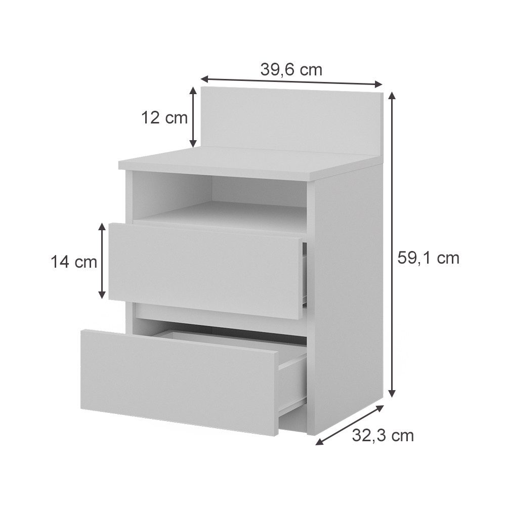 Vicco Nachtschrank Monty, Weiß, 39.6 x 59.1 cm (1-St)