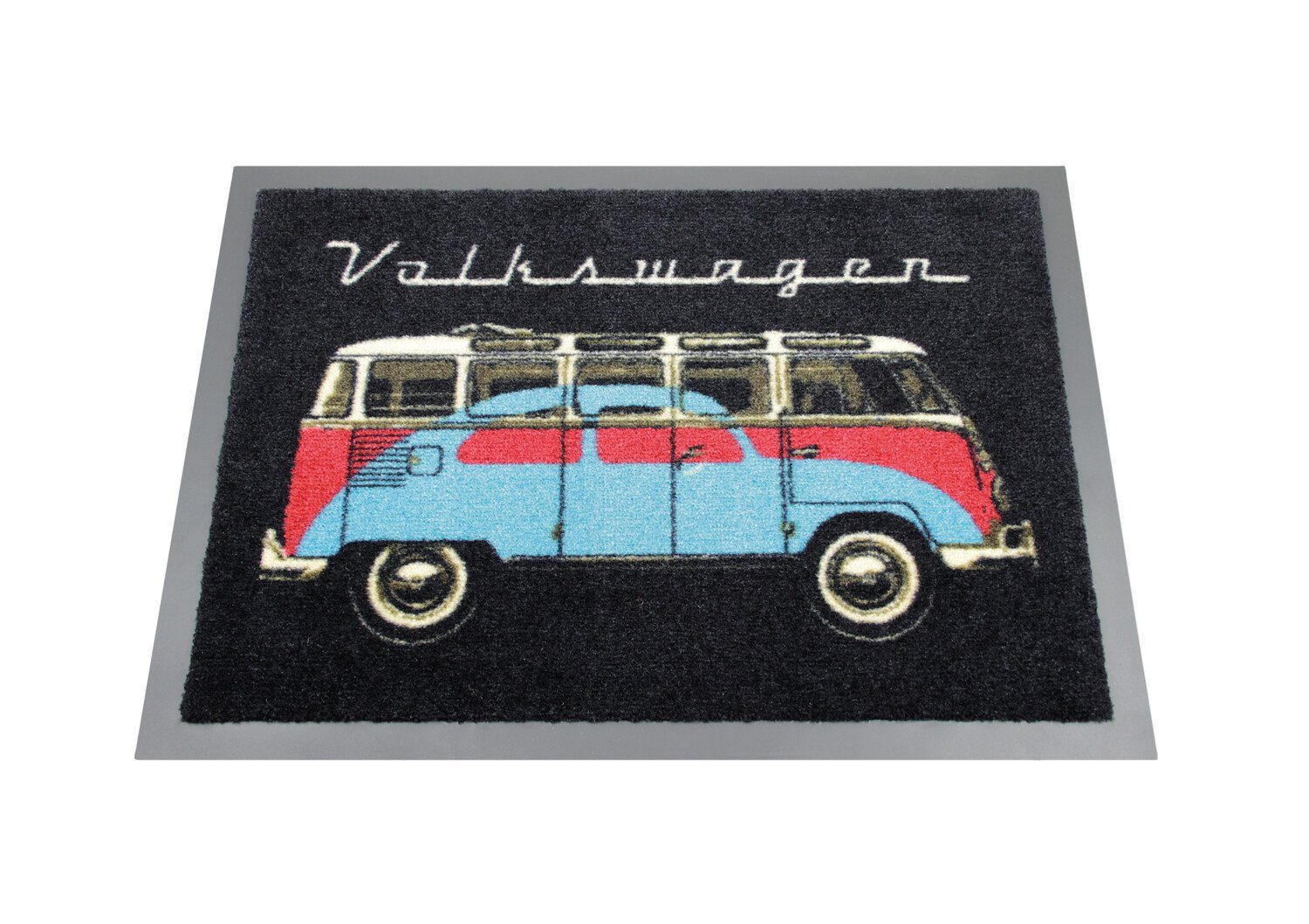 Fußmatte Volkswagen Türvorleger im VW Design, VW Collection by BRISA, Rechteckig, Höhe: 7 mm, strapazierfähiger Schuhabstreifer Bus & Käfer/Schwarz