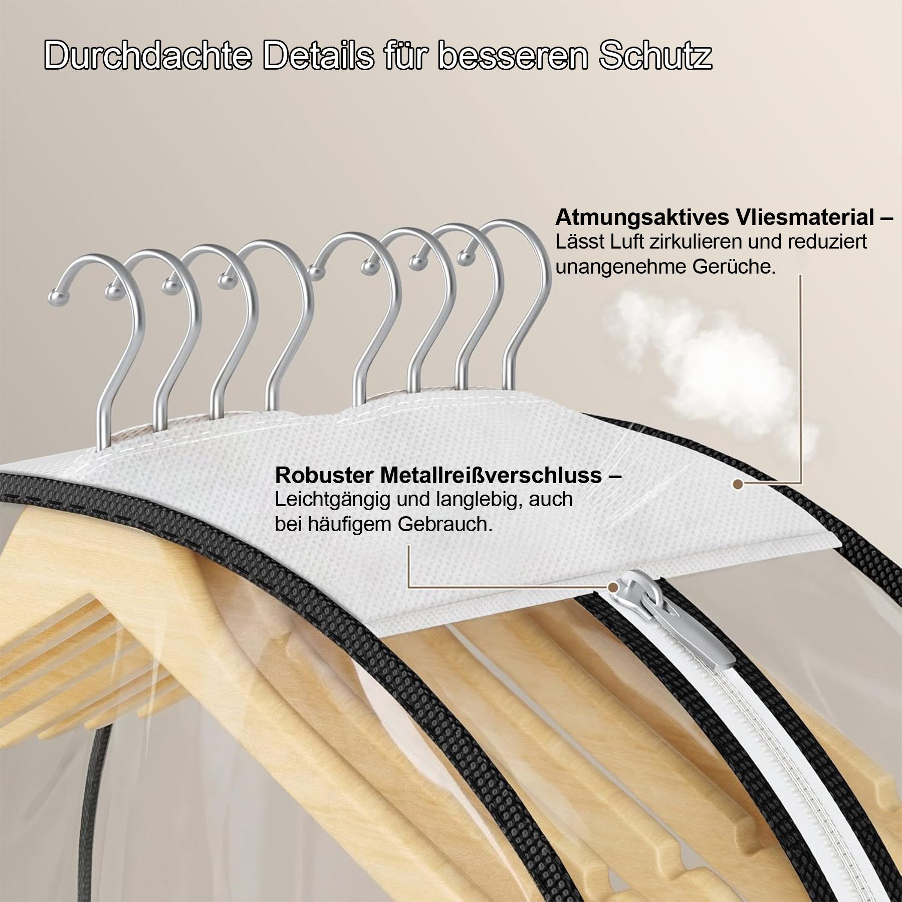 Keyura Kleidersack 3 Stück Kleidersack Kleidersäcke 60*100cm mit Reißverschluss (Durchsichtige Kleiderhülle,Staubschutz Kleiderschutz, 3 St., Mantel Kleider Abe – Bild 2 von 5