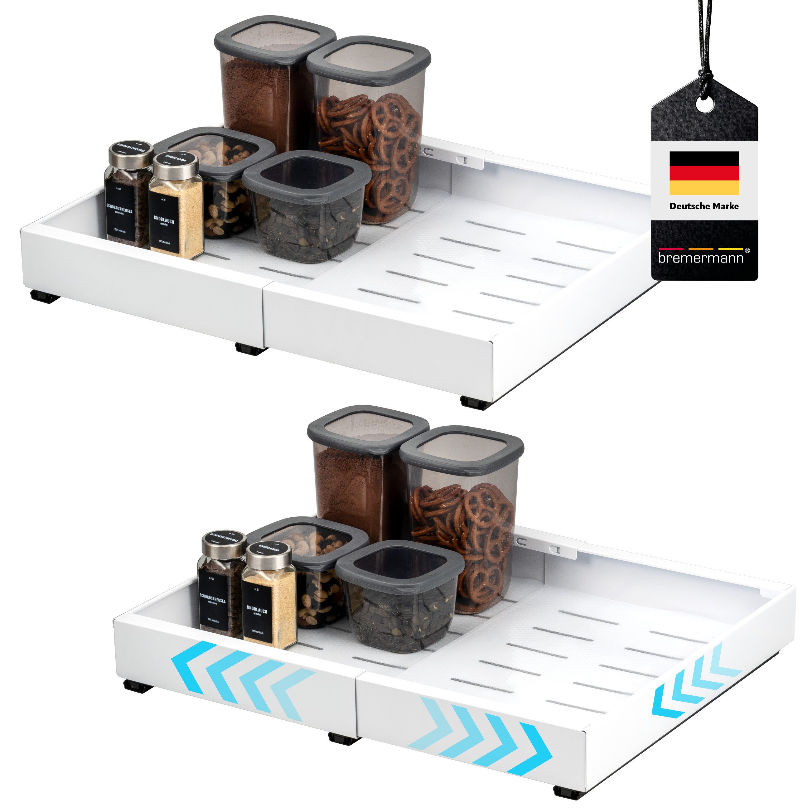 bremermann Teleskopauszug 2er Set - mit Einlegeboden, ausziehbar, Breite von 31-51 cm