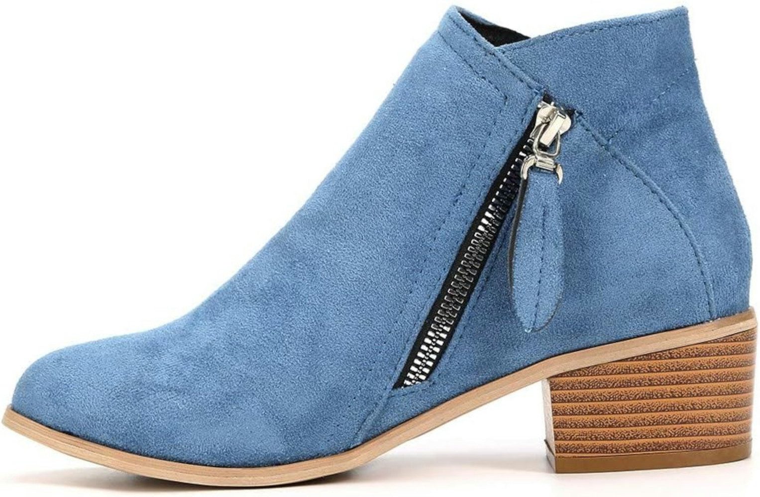 UE Stock Damen stilvolle Ankle-Boots Полусапожки aus Wildleder Gr. 38 Blau Ankleboots für ganztägigen stilvollen Tragekomfort