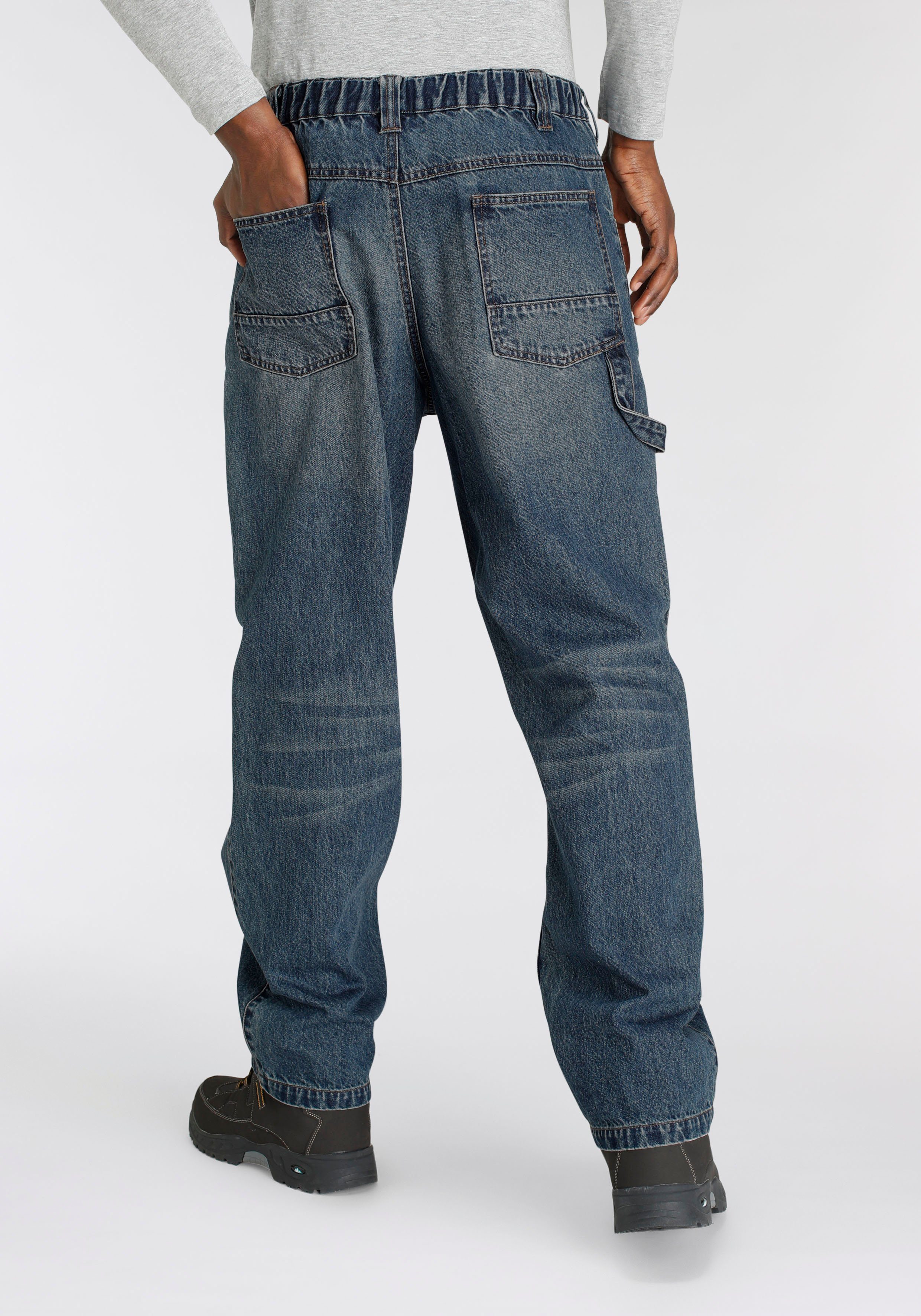 fit) (aus Country Jeans dehnbarem praktischen Taschen mit 6 Cargo Northern comfort robuster 100% Arbeitshose Jeansstoff, mit Baumwolle, Bund,