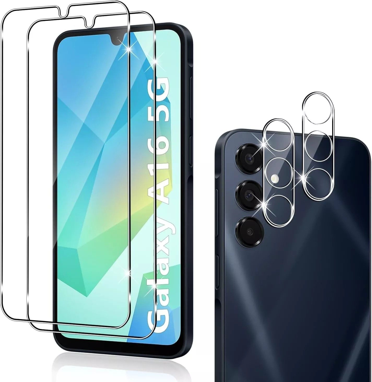 MSM Displayschutzglas 2X Schutzglas (Display + Kamera) für Samsung Galaxy A16 5G Full 9H