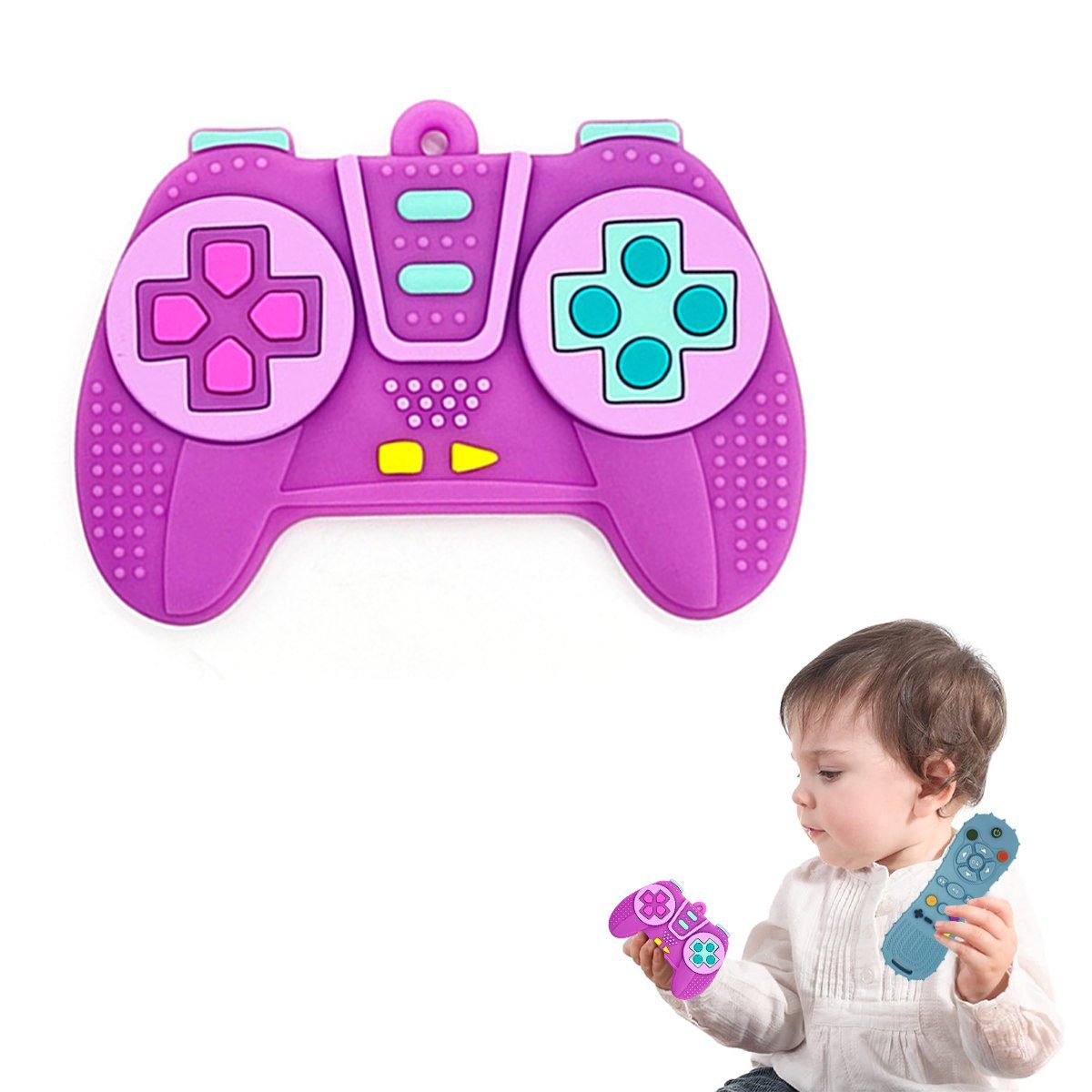 Baby Ja Beißring Baby Silikon Beißspielzeug, Fernsteuerung Gamepad Beißring, Baby-Zahnungshilfe, Kauspielzeug, lebensmittelechtes Silikon