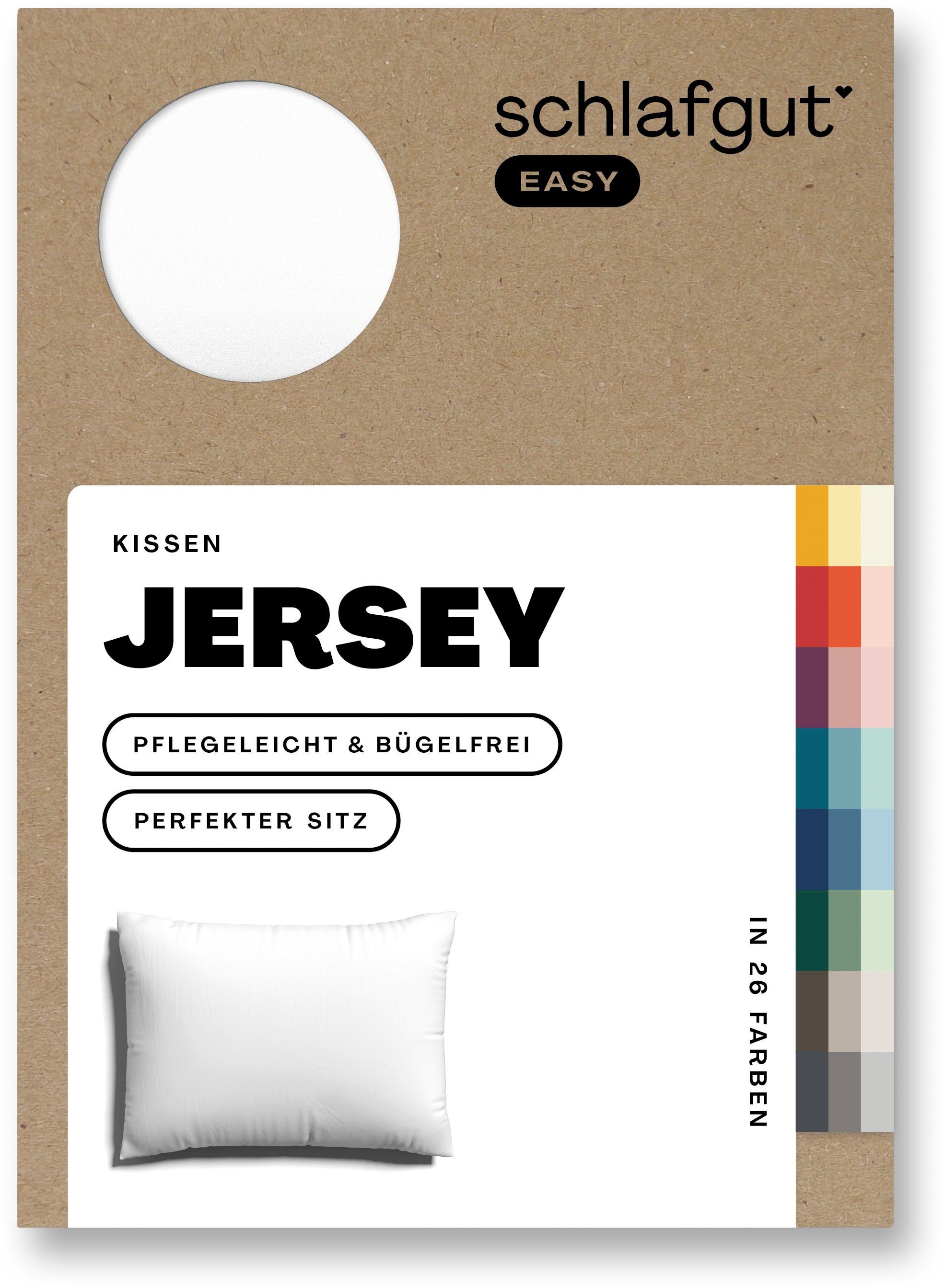 Schlafgut Kissenbezug EASY JERSEY Kissenhülle 100% Baumwolle, weicher Edel-Jersey, bügelfrei, (1 Stück), mit farblich angepasstem Reißverschluss, pflegeleicht, formstabil