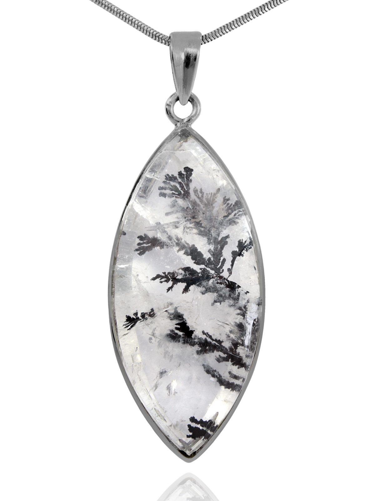 StoneTrip Kettenanhänger Dendritenachat Anhänger in Silber gefasst mit Öse, Unikat