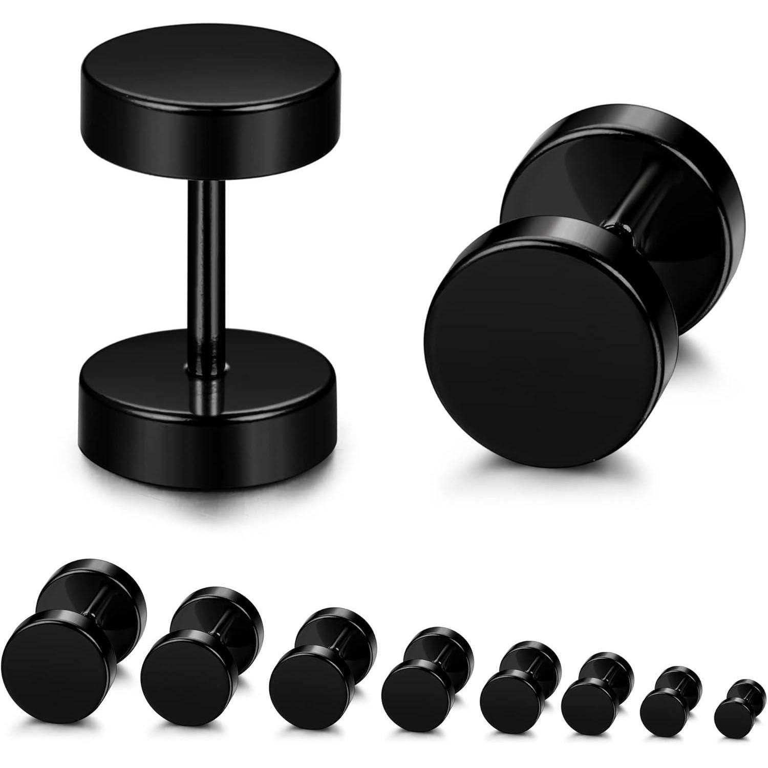 YADOCA Fake-Ear-Plug-Set 8 Paar Schwarze Herren Edelstahl Ohrstecker Set 3- günstig online kaufen