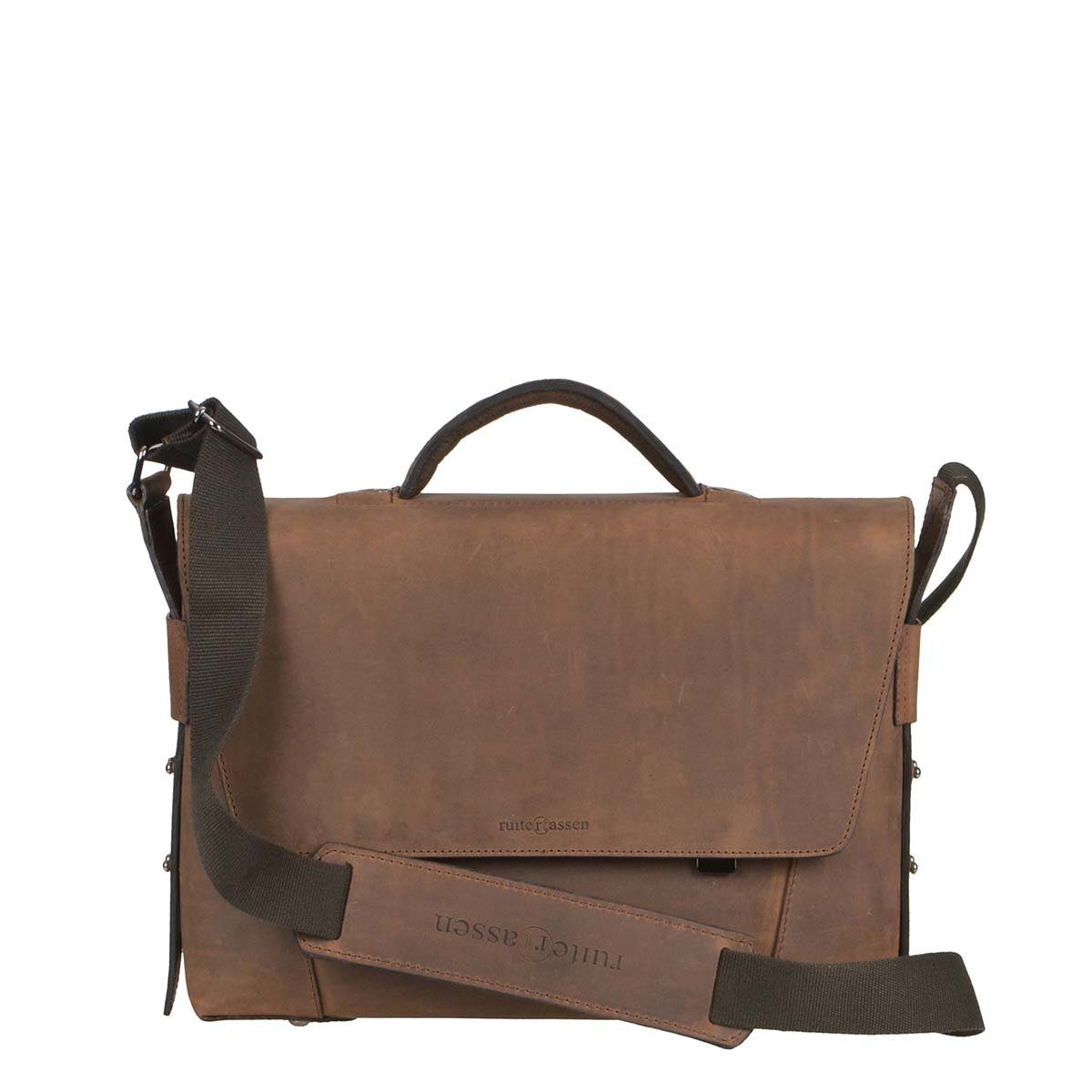Ruitertassen Aktentasche Vanguard, 40 cm Lehrertasche mit 3 Fächern, dickes rustikales Leder ranger braun