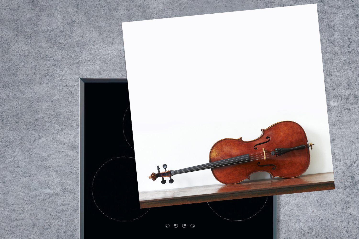 MuchoWow Herdblende-/Abdeckplatte Ein Cello küche tlg), einem für Arbeitsplatte Ceranfeldabdeckung, Holztisch, (1 cm, 78x78 Vinyl, auf