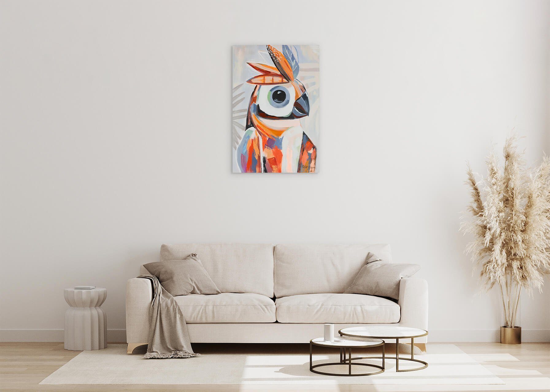 Bird KUNSTLOFT 60x90 Wohnzimmer 100% cm, HANDGEMALT Gemälde Wandbild Indigenous Leinwandbild