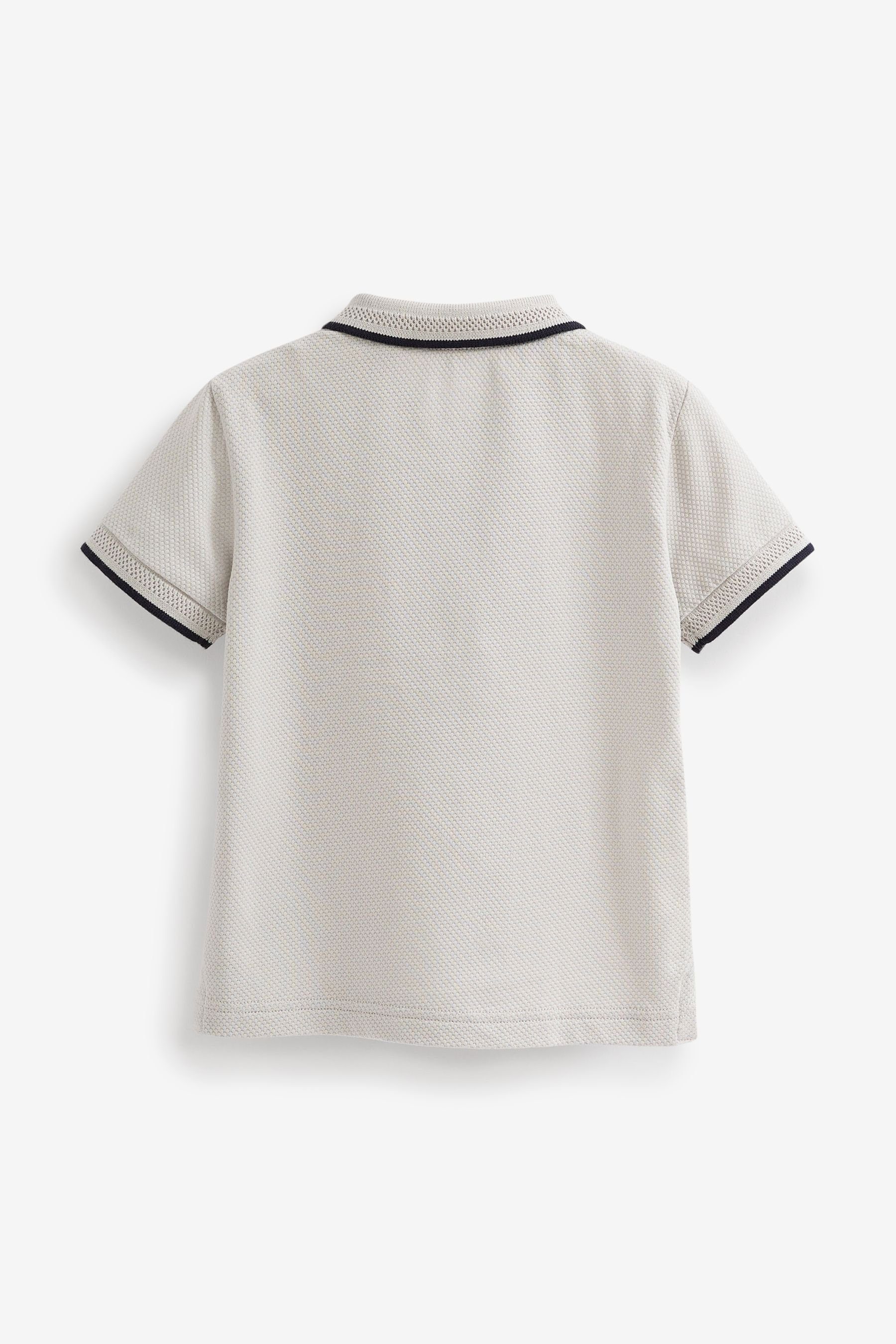 Next Poloshirt Grey (1-tlg) Kurzärmeliges Polohemd Textured Reißverschluss mit