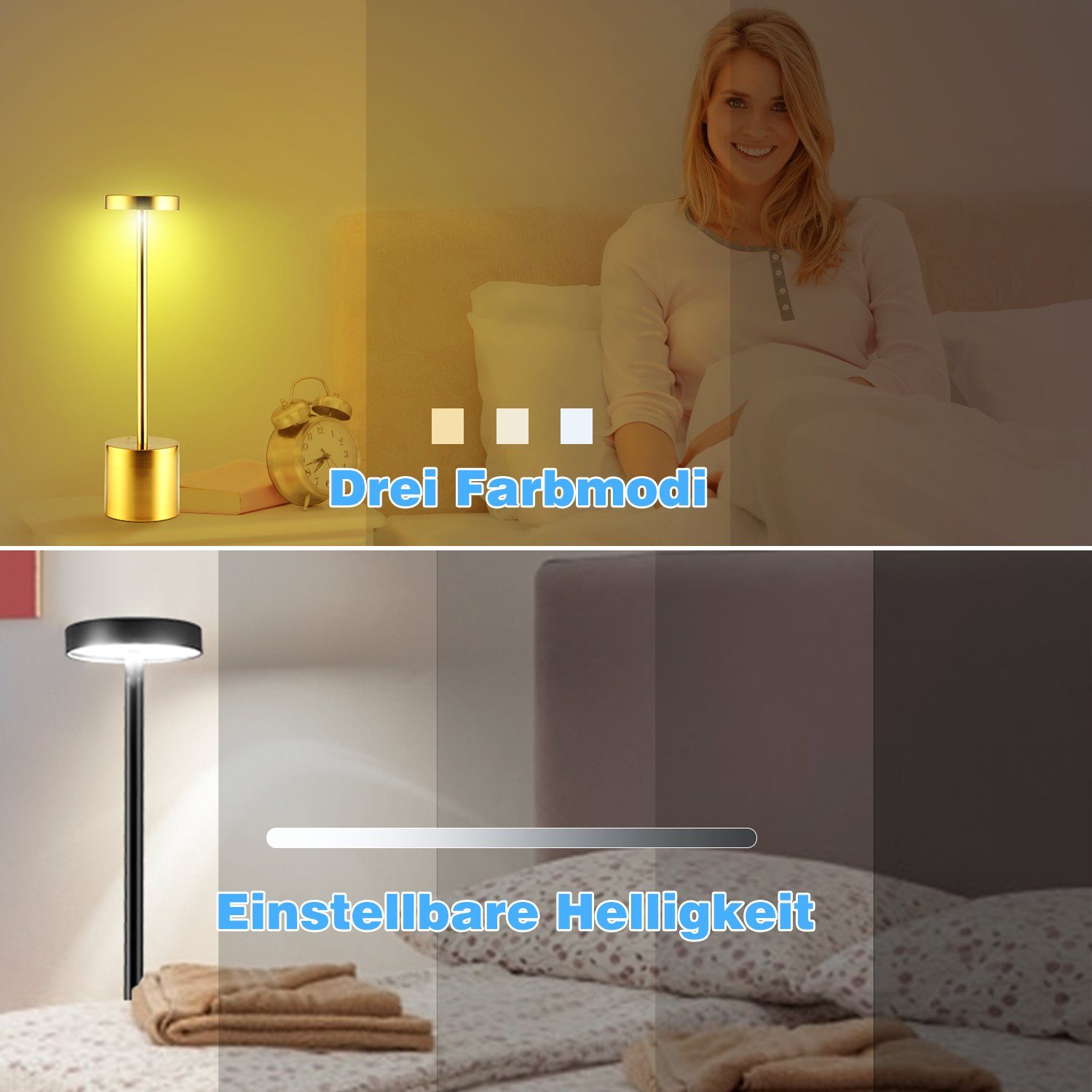 fest Metall Touch Atmosphäre Verstellbar, Tischlampe Kaltweiß/Naturweiß/Warmweiß, LED Leselampe LED integriert, Flexibel LED LETGOSPT Lampe, fest Nachtlicht Dimmbar Tischlampe Touch 3 Farbe integriert, LED Tischleuchte Schwarz