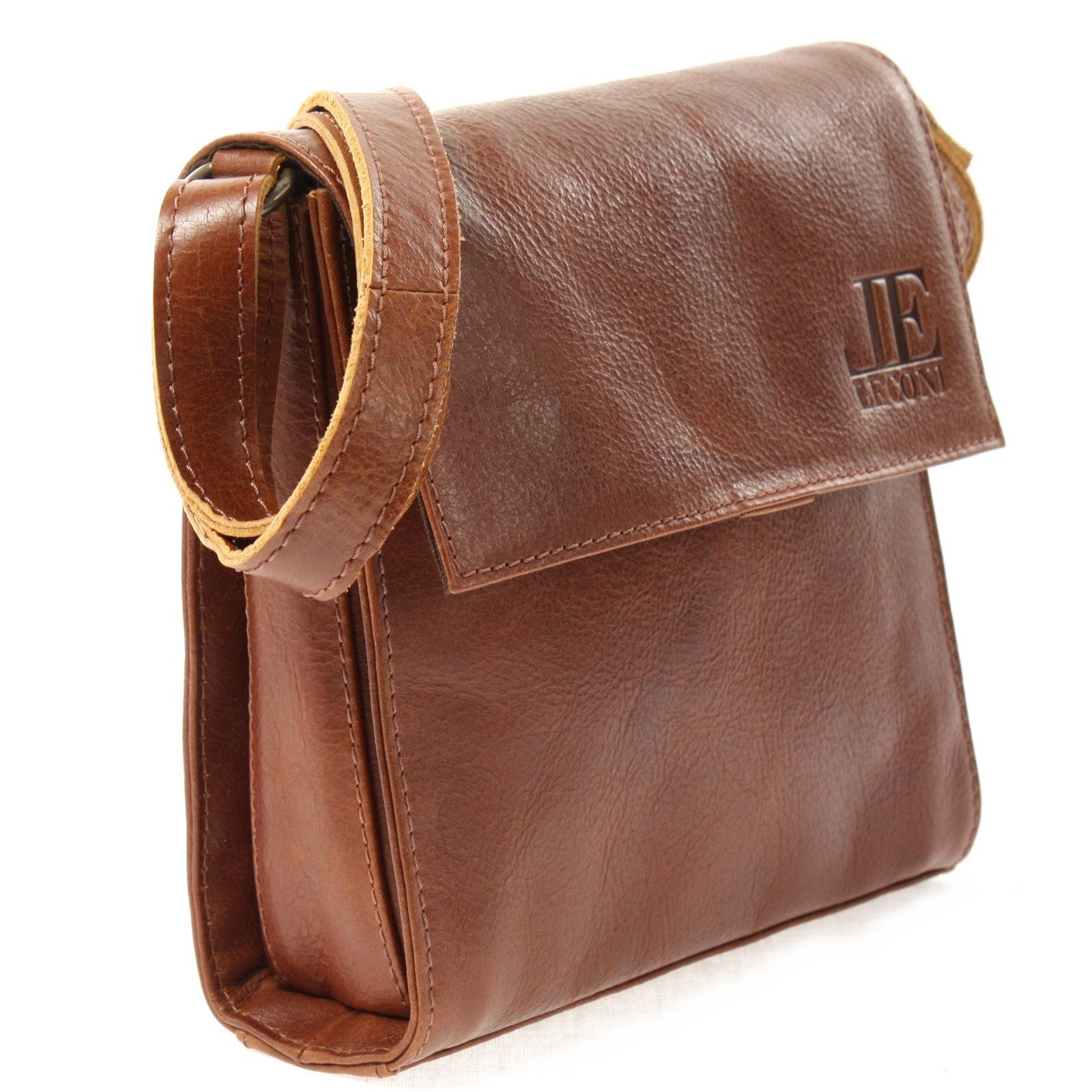 LECONI Schultertasche kleine Umhängetasche Mini Damentasche Handtasche echt Leder LE3082, Überschlag mit Magnetverschluss – kompaktes Format – 20 × 20 × 6 cm – Bild 3 von 5