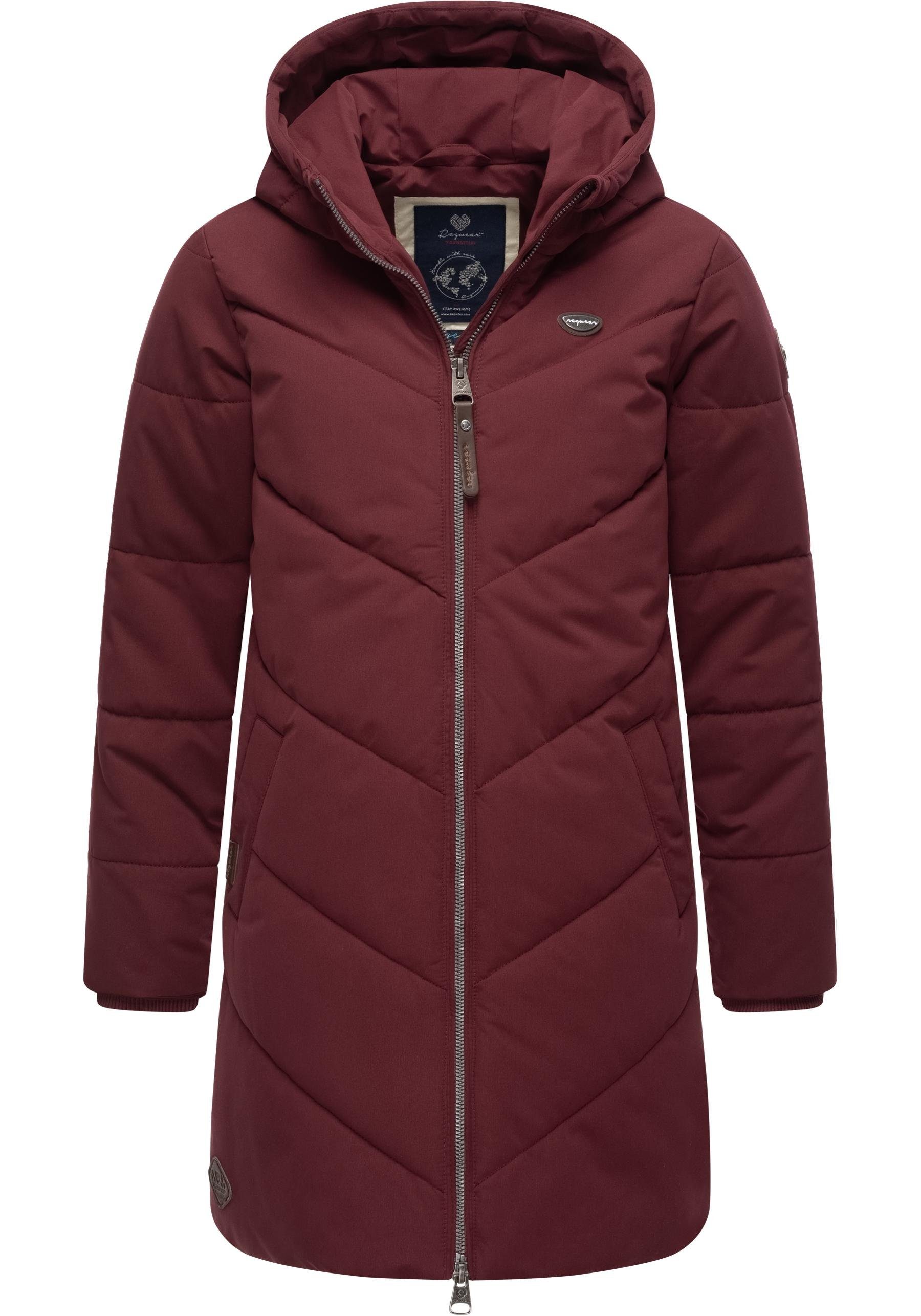 wasserdichte Winter Ragwear Rebbie weinrot Winterjacke Kapuze mit abnehmbarer Outdoorjacke