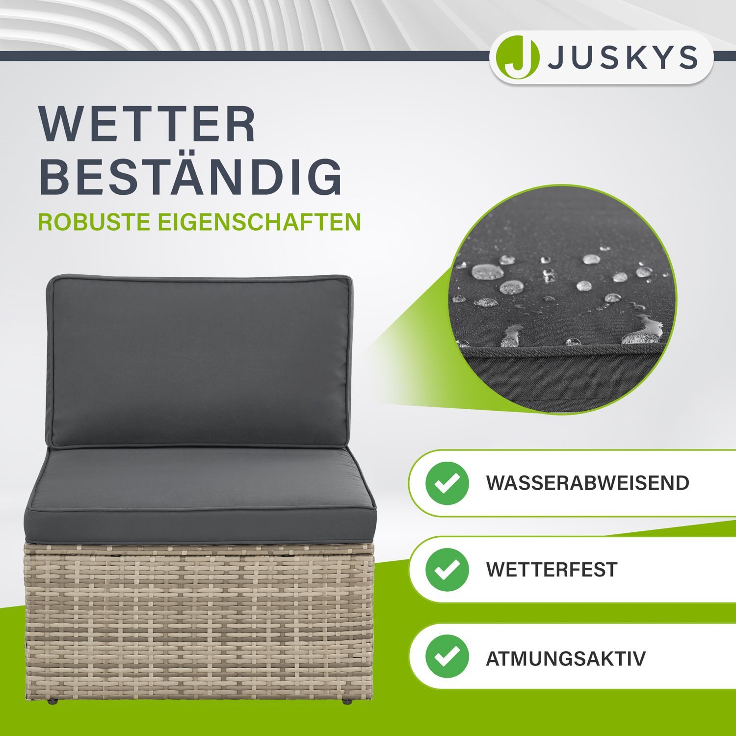 Juskys Gartenlounge-Set Salou, (6-tlg), für 6 Personen, Polyrattan, Glasplatte, wetterfest, mit Kissen