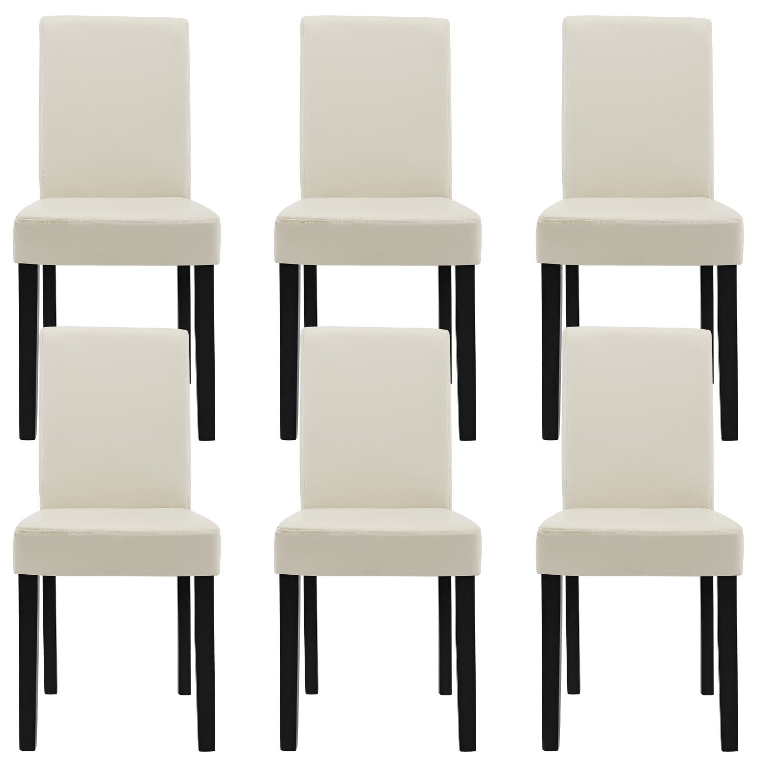 140x90cm »Forssa« - 6 mit Küchentisch Esstisch Polsterstühlen Stühlen), Essgruppe, creme (7-tlg., natur mit en.casa 6x