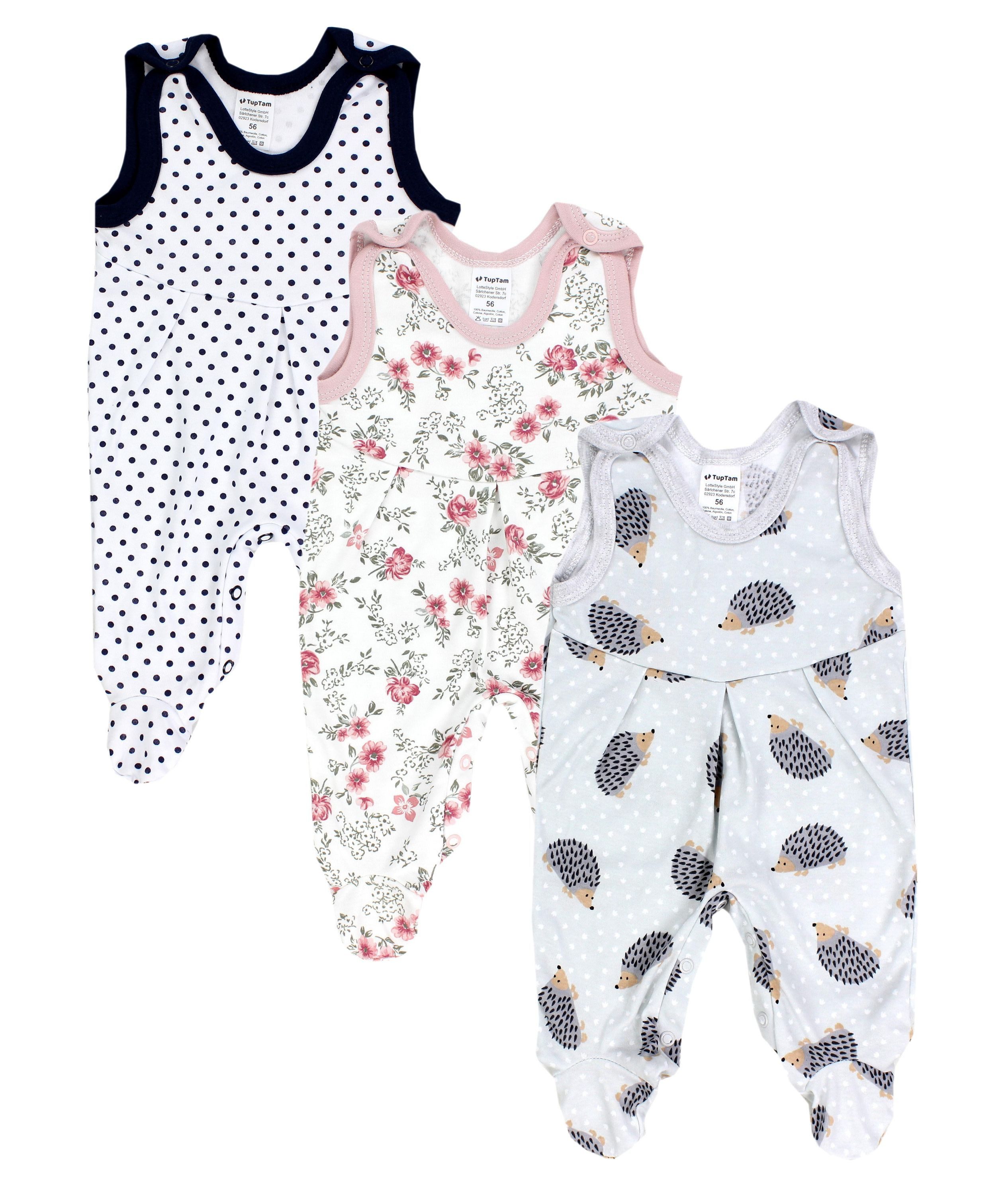 TupTam Strampler TupTam Baby Mädchen Strampler mit Fuß 3er Pack