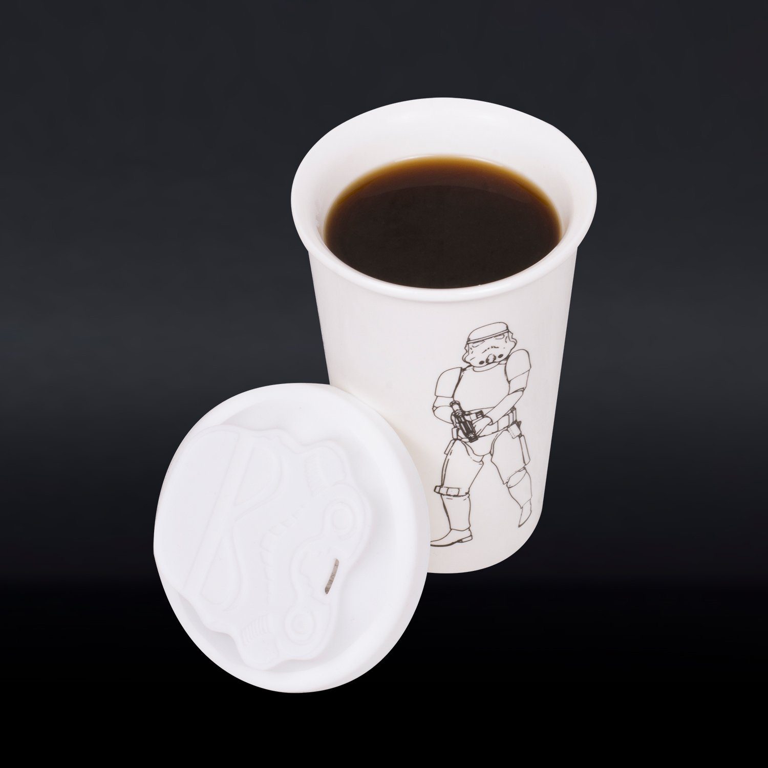 Thumbs Up Coffee-to-go-Becher Original Stormtrooper - Keramikbecher mit Silikondeckel (weiß), Lizenzprodukt