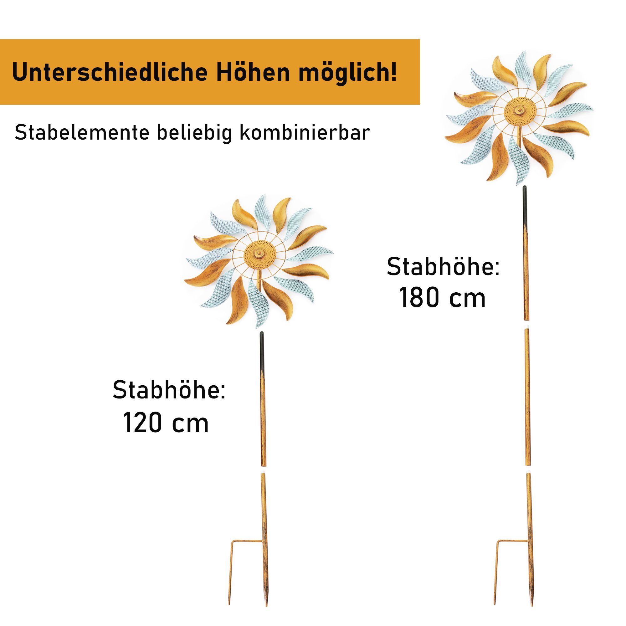 Lemodo Windspiel Windrad "Fire Flower", richtet sich nach dem Wind aus