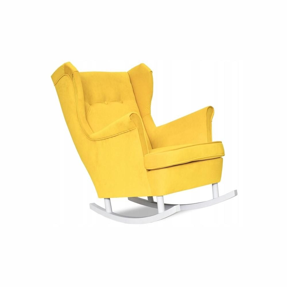 Family Meble Schaukelstuhl Family Meble ARI Schaukelsessel Ohrensessel TRINITY 18 gelber Velours