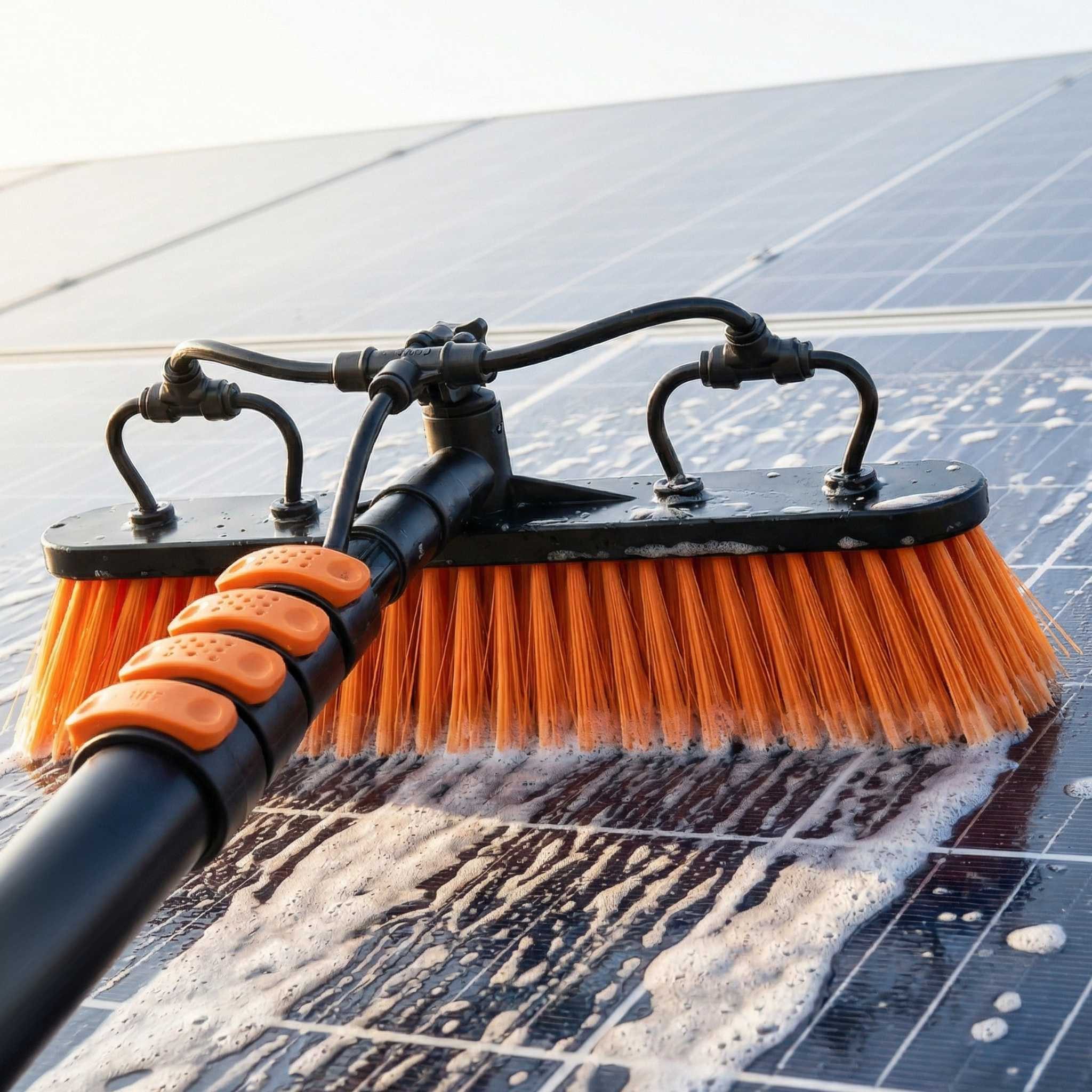Briliantwerk Reinigungsbürste Teleskop Waschbürste mit Wasseranschluss - 6 Meter -, Teleskopstange für PV Anlage und andere schwer zu erreichende Flächen