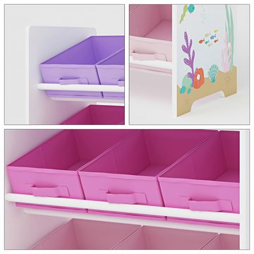 en.casa Kinderregal, »Boiro« Spielzeugregal mit 9 Boxen Ozean-Motiv Lila / Rosa