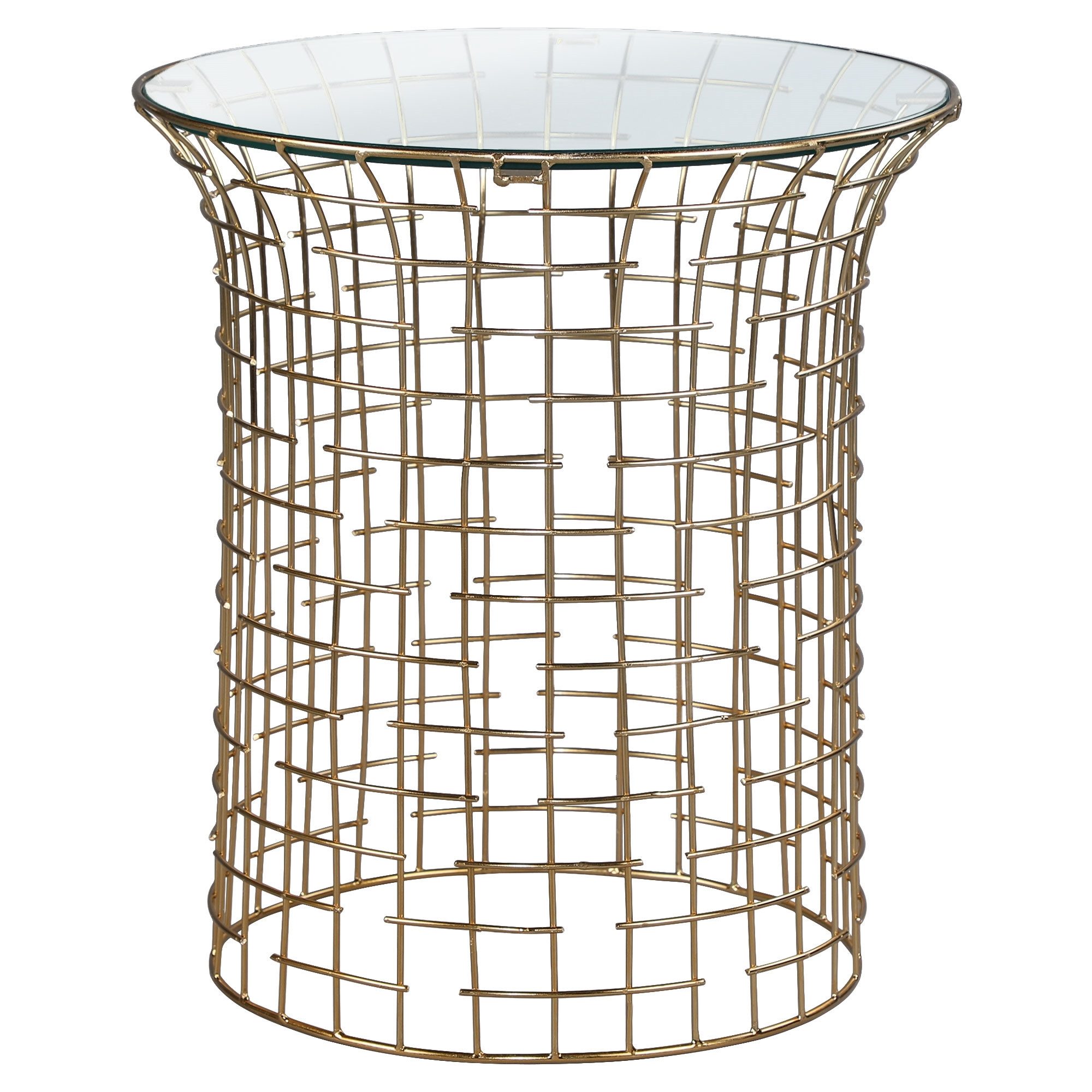 WOMO-DESIGN Beistelltisch Wohnzimmertisch Couchtisch mit Glasplatte verspiegelt Loungetisch, Gold Eisengestell handgefertigt Modern Sofatisch Kaffeetisch Dekotisch