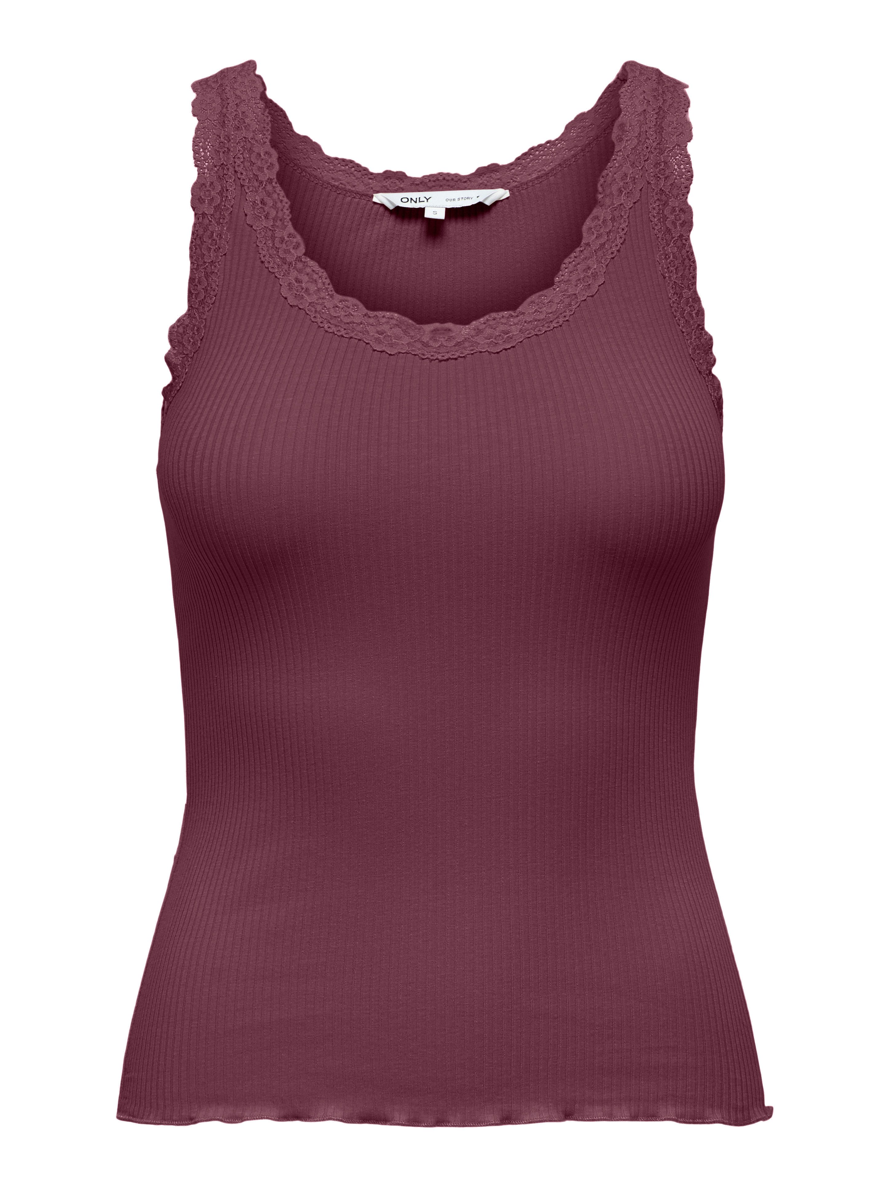 ONLY Tanktop ONLSARA – Tanktop mit Spitzendetail am Ausschnitt Baumwollmisc günstig online kaufen