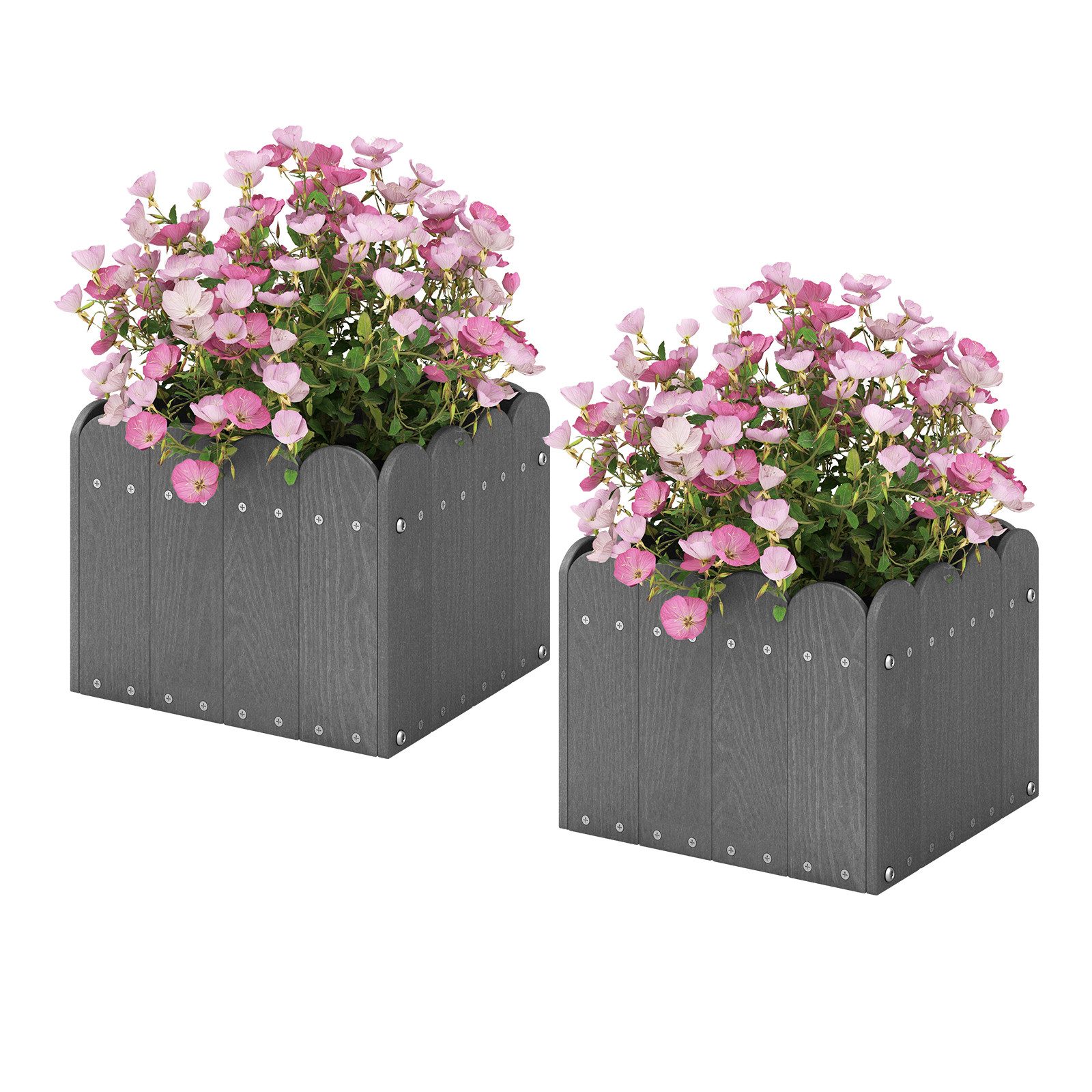 KOMFOTTEU Blumenkasten (2er Set), Pflanzkübel aus HDPE wetterfest für
