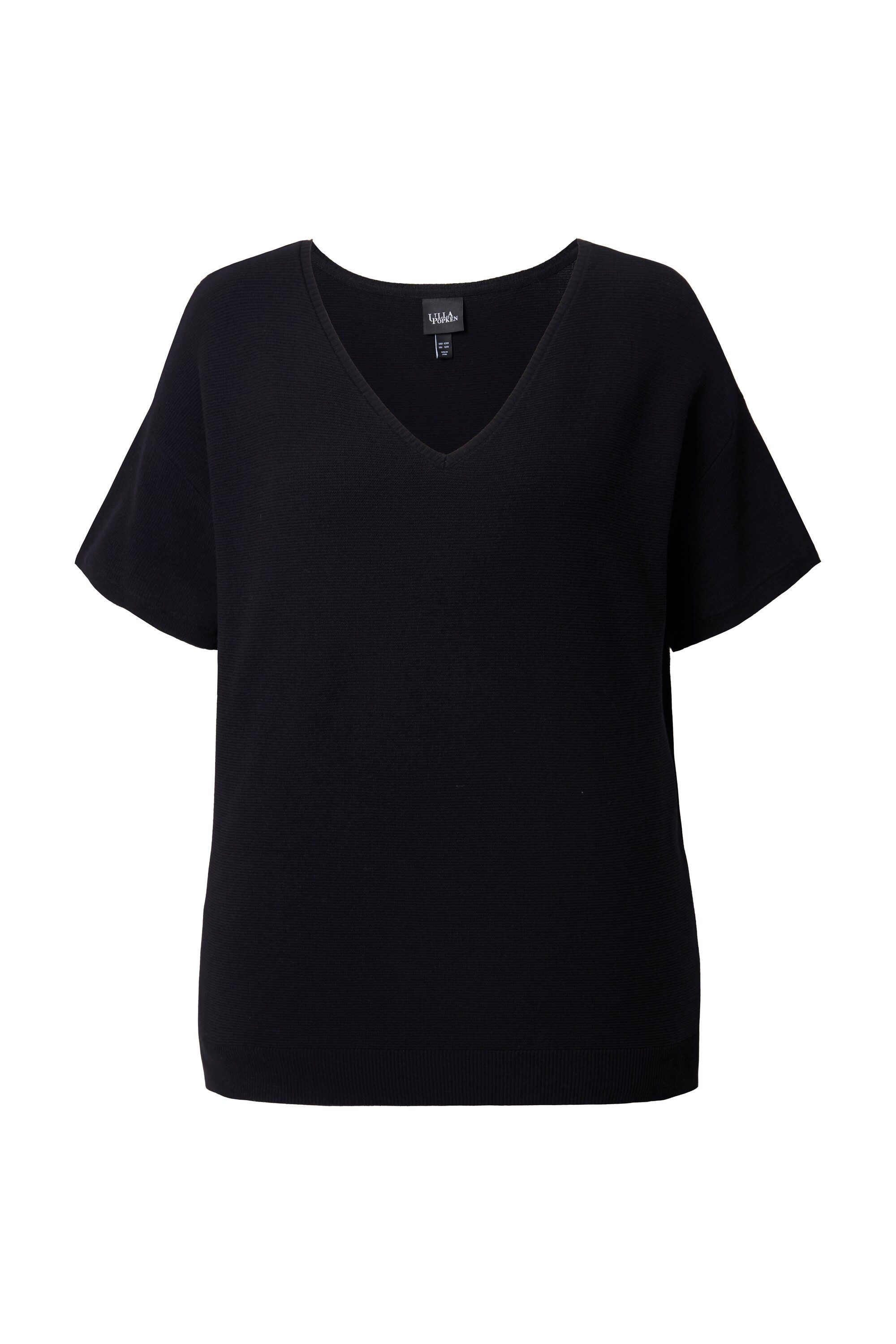Ulla Popken Strickpullover Pullover Rippstruktur V-Ausschnitt Halbarm günstig online kaufen