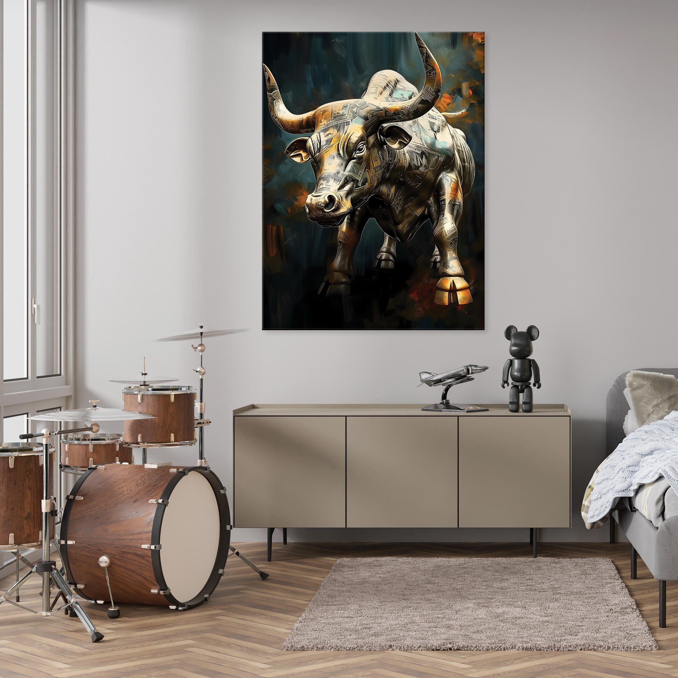 Wallarena Leinwandbild Stier Geld Kunst Abstrakt günstig online kaufen