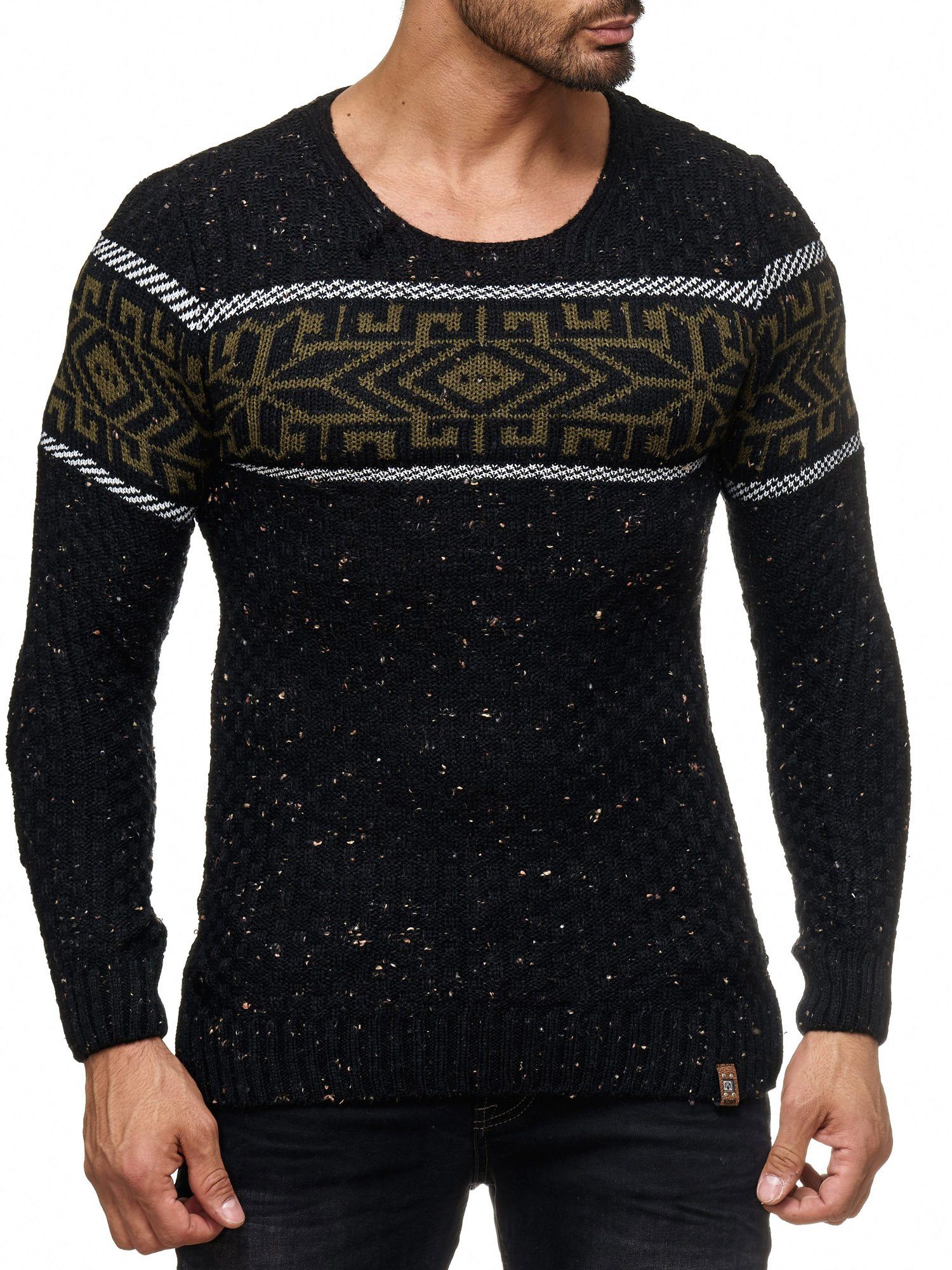 Reslad Strickpullover Herren Strickpullover Rundhals Norwegerpullover Herrenpulli RS-18003 (1-tlg) Norwegermuster Rundhalspullover