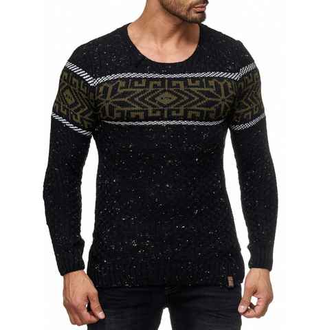 Reslad Strickpullover Herren Strickpullover Rundhals Norwegerpullover Herrenpulli RS-18003 (1-tlg) Norwegermuster Rundhalspullover