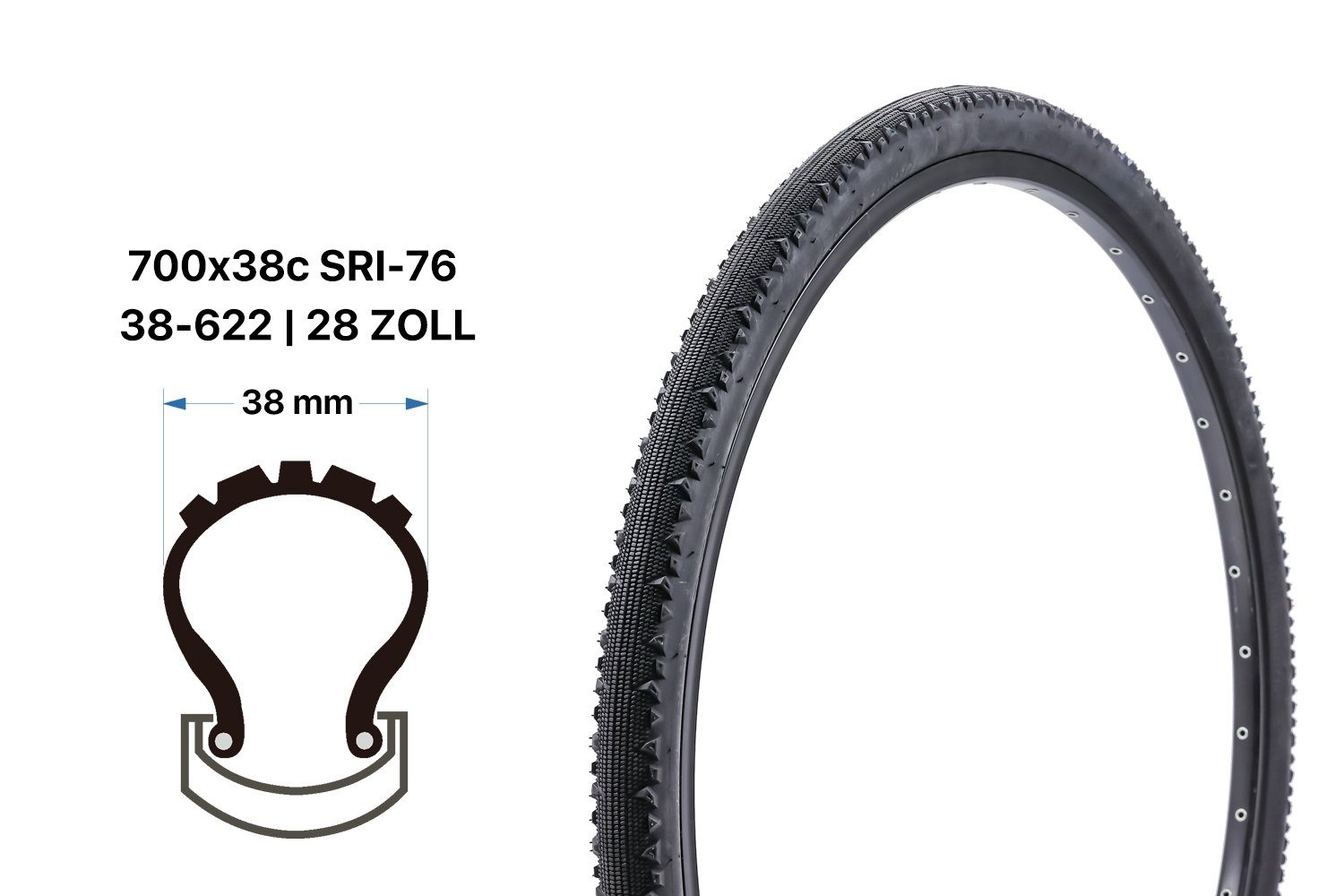 28x1.4 28 Semi-S, tyre Gravel (1-tlg) 38-622 Zoll Fahrradreifen Non-Branded Reifen Trekking Fahrrad Cross