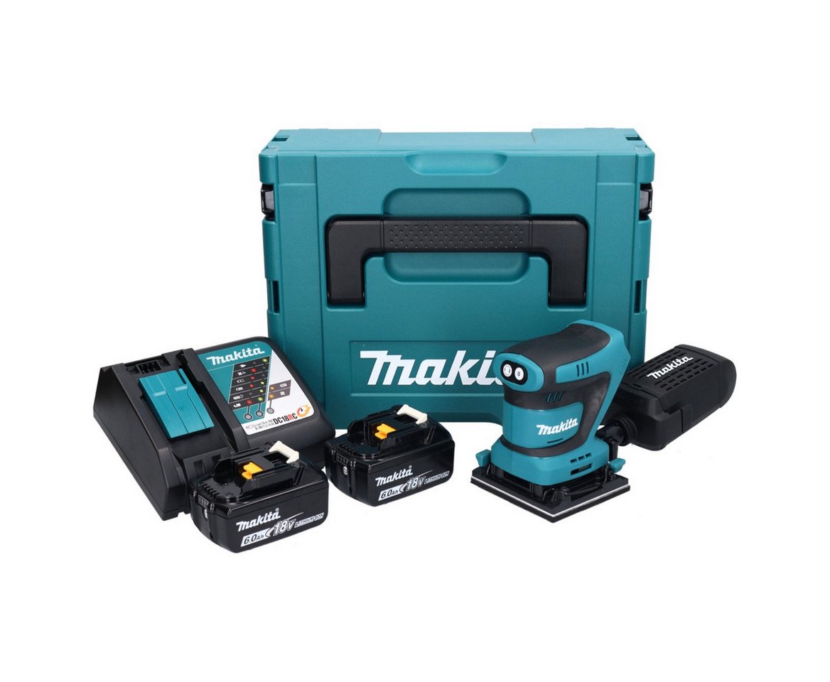 Thumbnail - Makita Exzenterschleifer DBO 480 RGJ Akku Schwingschleifer 18 V 112 x 102 mm + 2x Akku 6,0 Ah