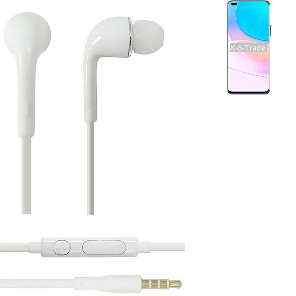 K-S-Trade für Huawei nova 8i In-Ear-Kopfhörer (Kopfhörer Headset mit Mikrofon u Lautstärkeregler weiß 3,5mm)