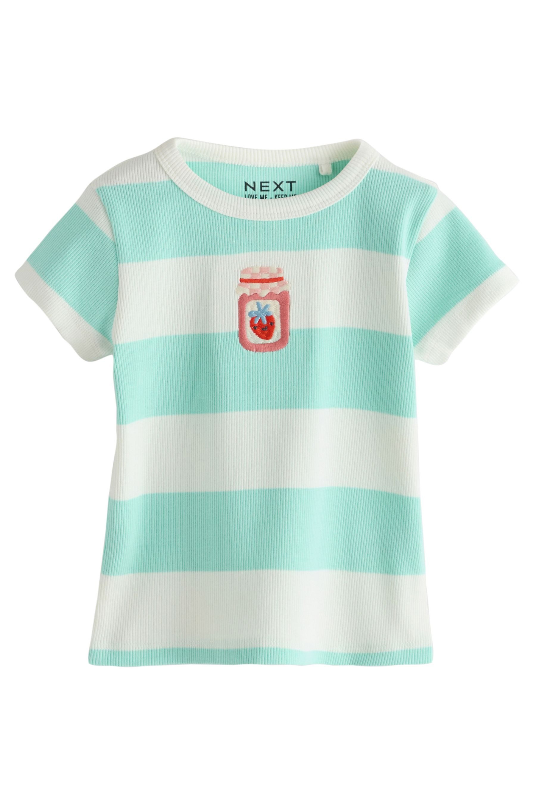 T-Shirt Gerippte kurzärmelige Oberteile, 5er-Pack