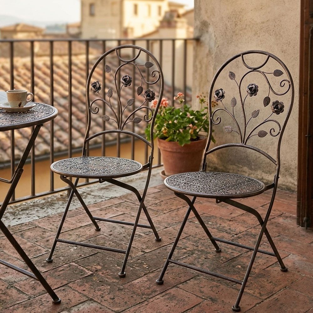 Harms Import Gartenstuhl, 2x Gartenstuhl Klappstuhl Bronze Bistrostuhl Terrasse H 94 cm