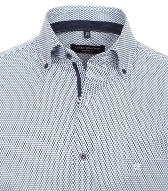 CASAMODA Businesshemd Kurzarmhemd - Modern Fit - Button-Down - Print - Blau