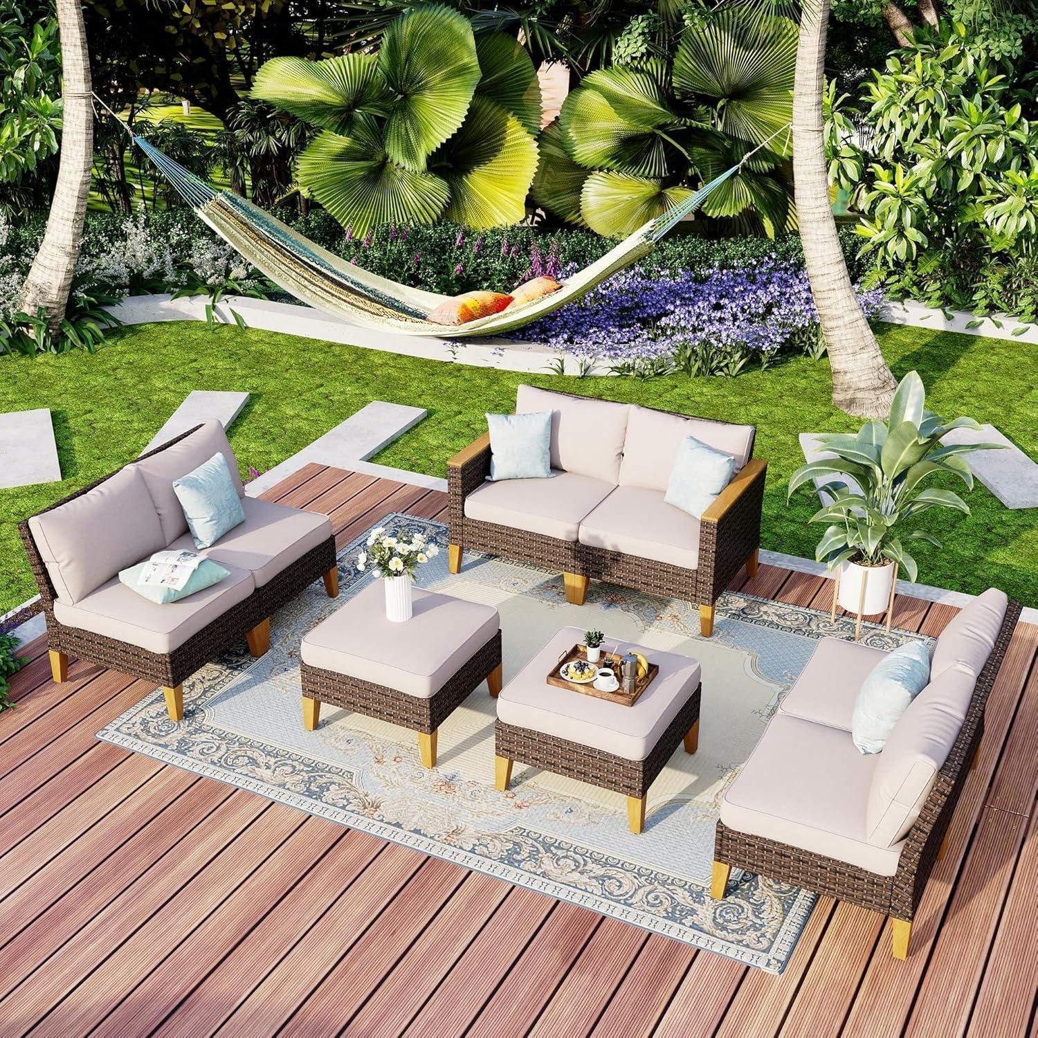 Loungeset Lounge Set Polyrattan Sitzgruppe Gartenmöbel Wetterfest Cr006-03-8_i1