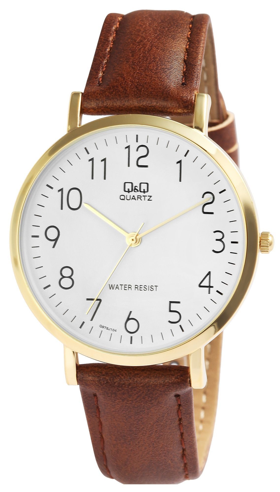 Q&Q Quarzuhr Q978J104Y Q&Q Herrenuhr mit Lederimitationsarmband in