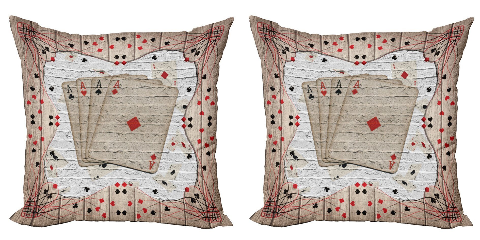 Abakuhaus Kasino Kissenbezüge (2 Glücksspiel-Karten-Kunst Stück), Accent Modern Digitaldruck, Glück Doppelseitiger