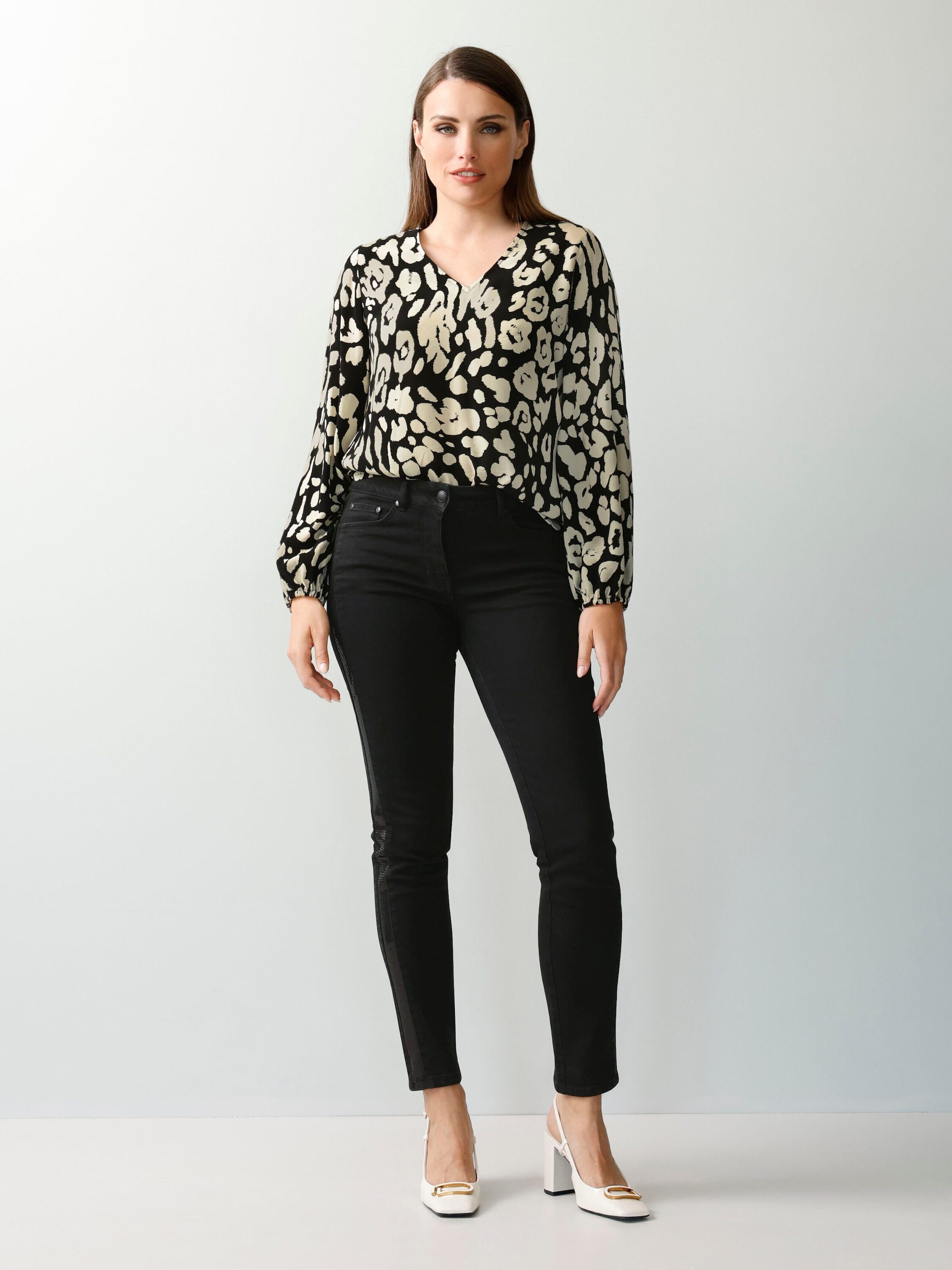 Alba Moda Schlupfbluse Modische Schlupfbluse mit Animal Print