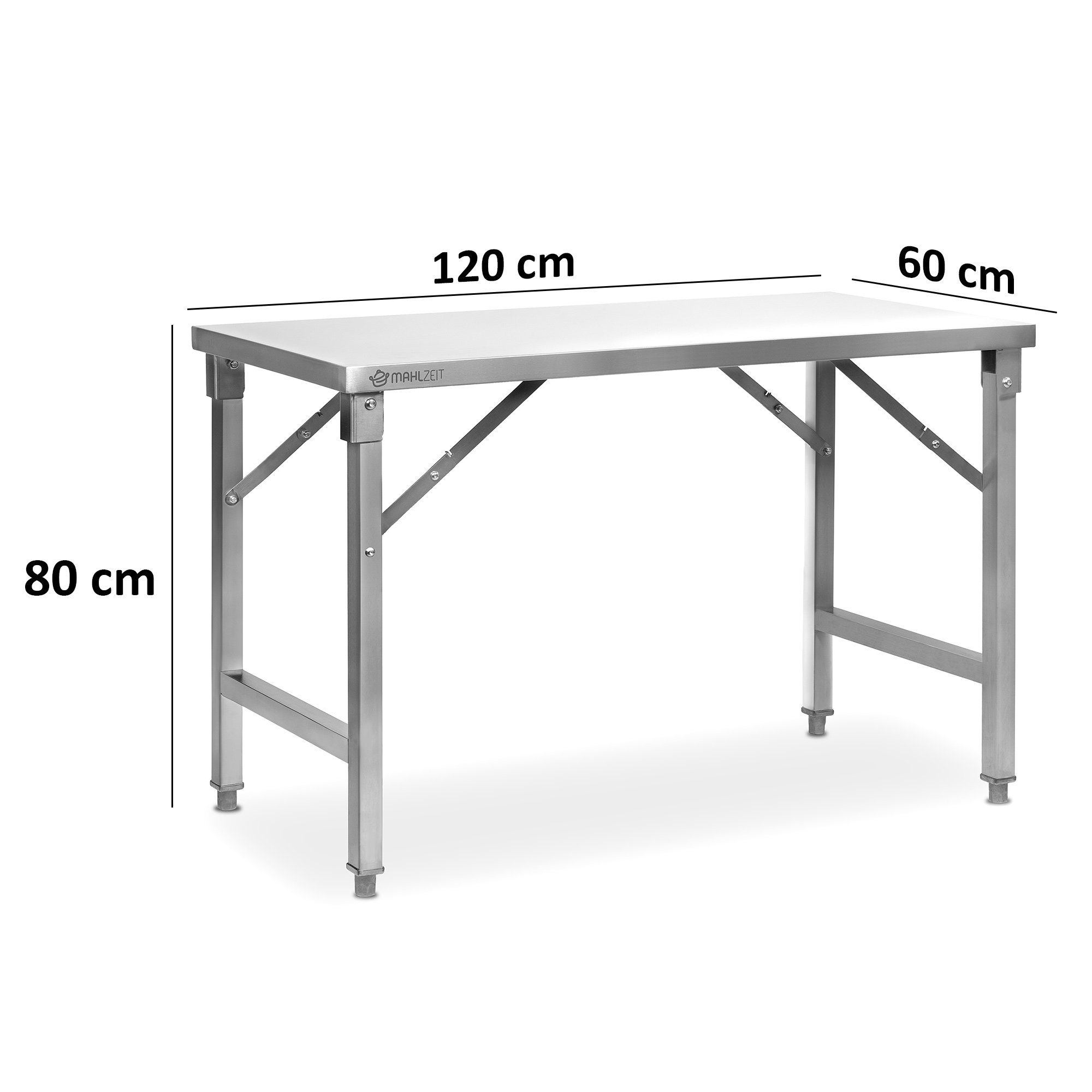 Küchentisch (1-St), Edelstahltisch, 1 Verstellbare bis cm 80 Mahlzeit 60 Füße cm, Küchentisch 120 x zu Arbeitstisch, x